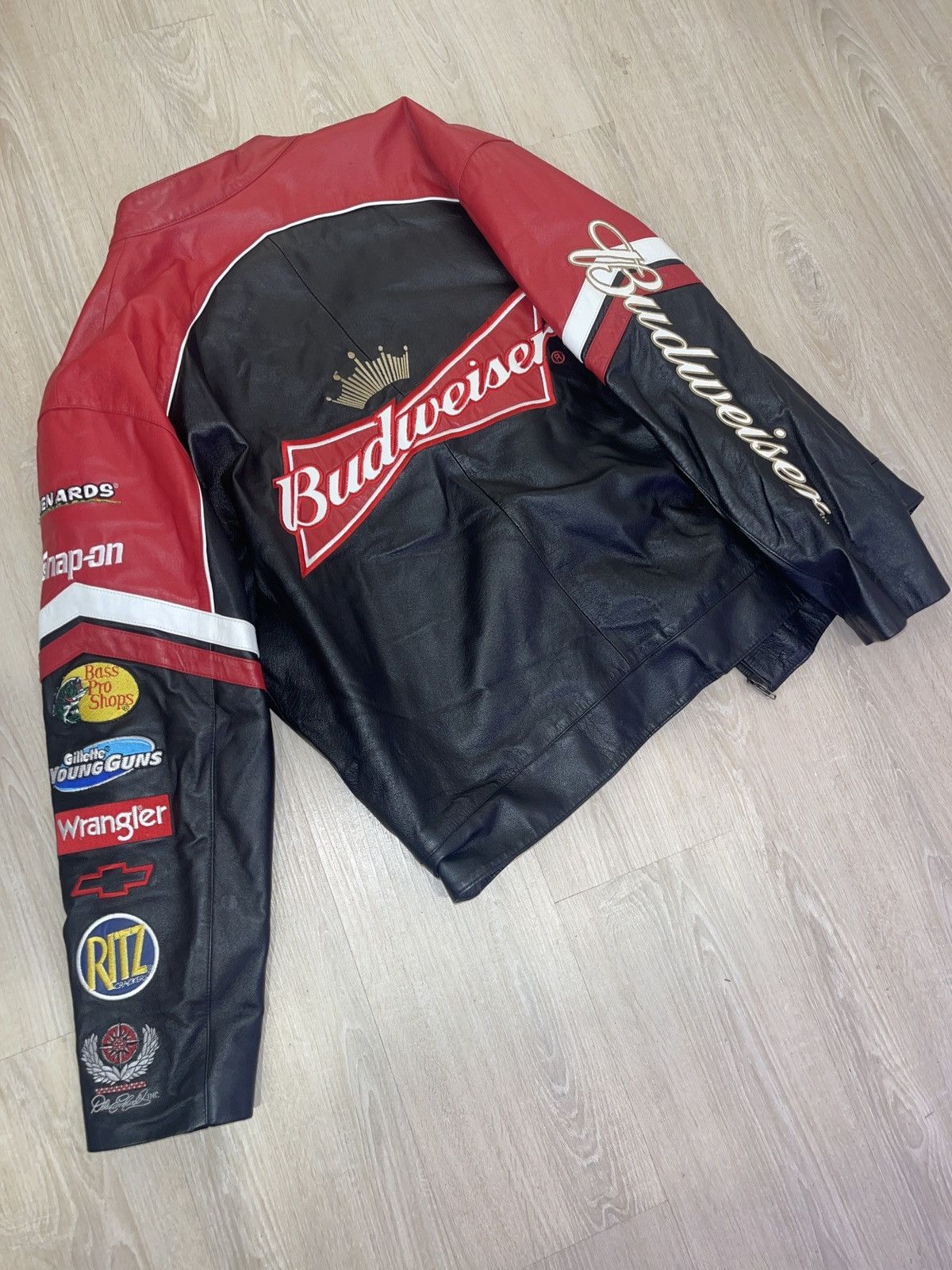 Wilsons Leather Budweiser NASCAR Leather Racing Jacket Size US L / EU 52-54 / 3 - 8 Thumbnail