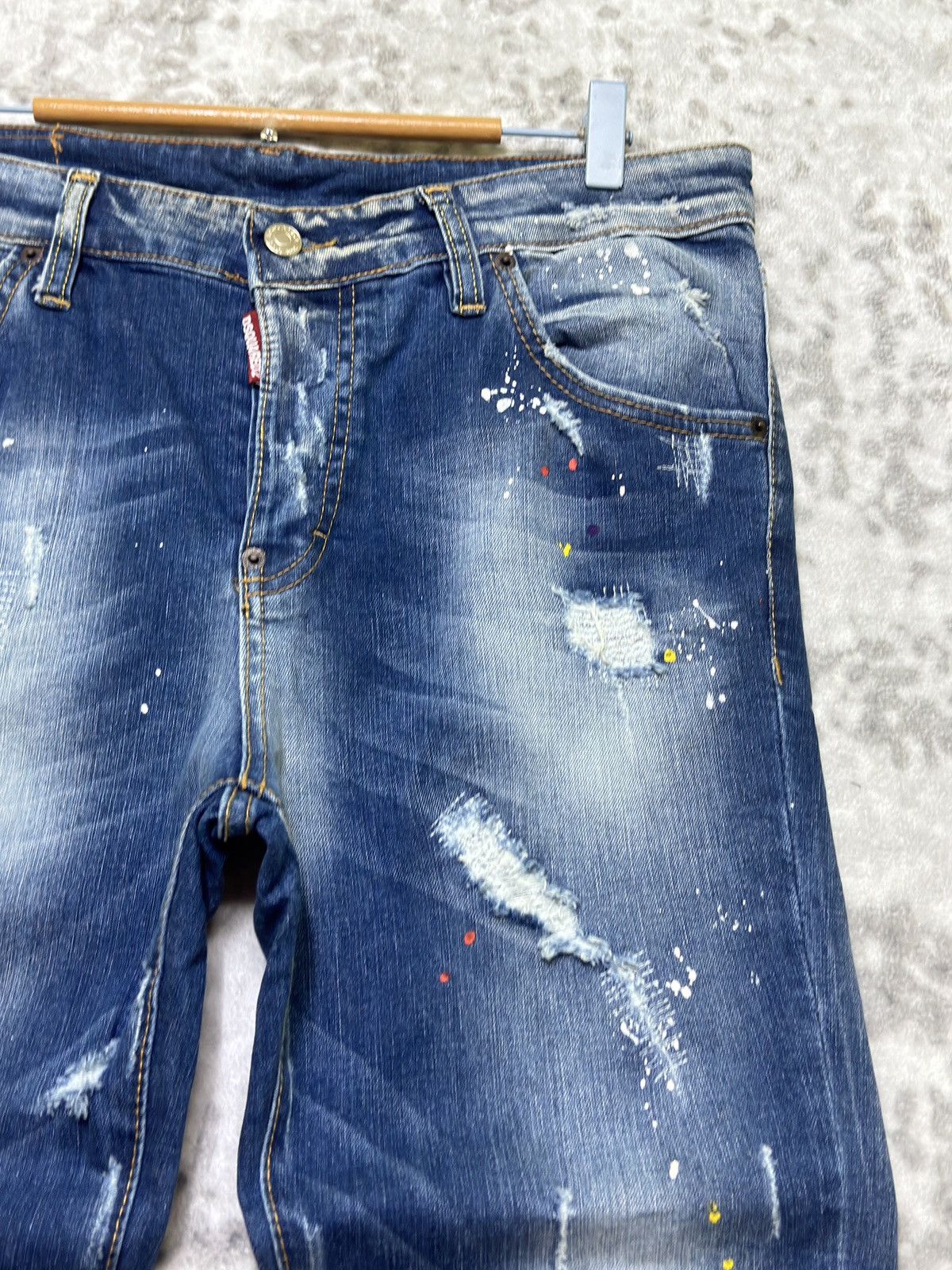 Dsquared2 DSQUARED2 Distressed Paint Splatter Denim Y2K Skinny Fit Size US 33 - 5 Thumbnail
