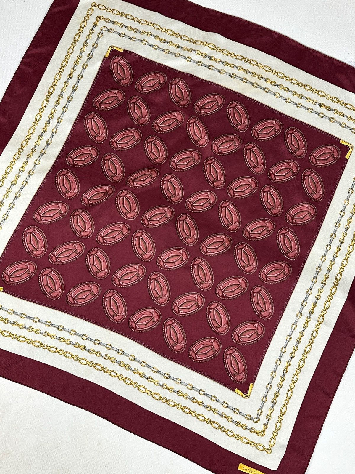 Cartier Vintage Must De Cartier Monogram Silk Scarf Size ONE SIZE - 4 Thumbnail