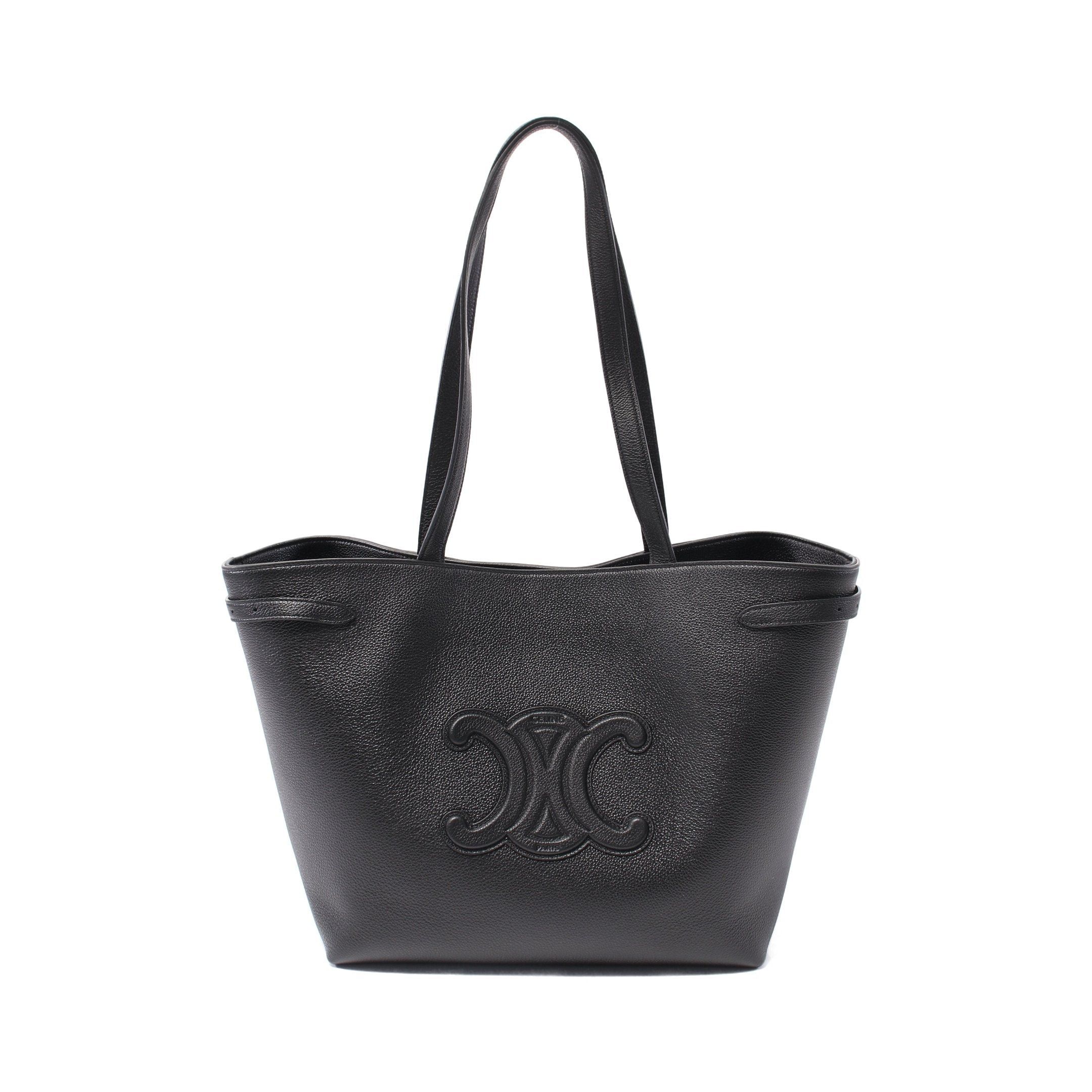 Celine Medium Hippopotamus Anais Cuill Triomphe Shoulder Bag Tote Leather Black, Women's