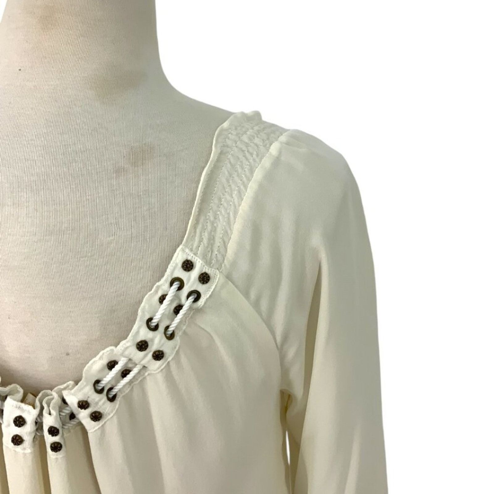 Ramy Brook Ramy Brook 100% Silk Stud & Grommet Lace Up Blouse Size XS Size XS / US 0-2 / IT 36-38 - 7 Thumbnail