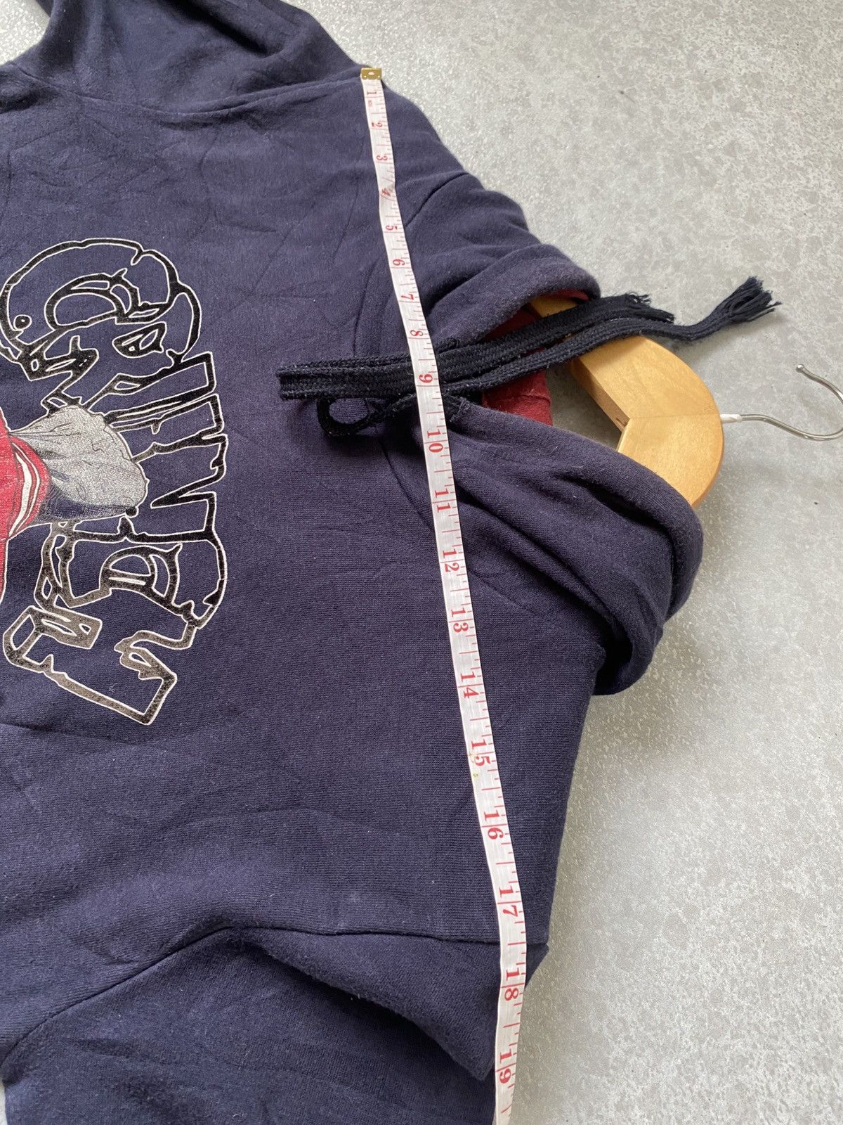 Japanese Brand Vintage Y2K Graphic Hoodie Navy Red Grunge Streetwear Size US M / EU 48-50 / 2 - 14 Thumbnail