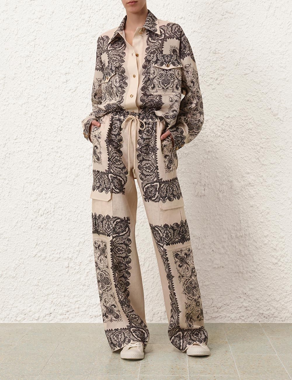 Zimmermann oc11z0825 Utility Track Pant in Macadamia/Black Size 34" / US 12 / IT 48 - 2 Thumbnail