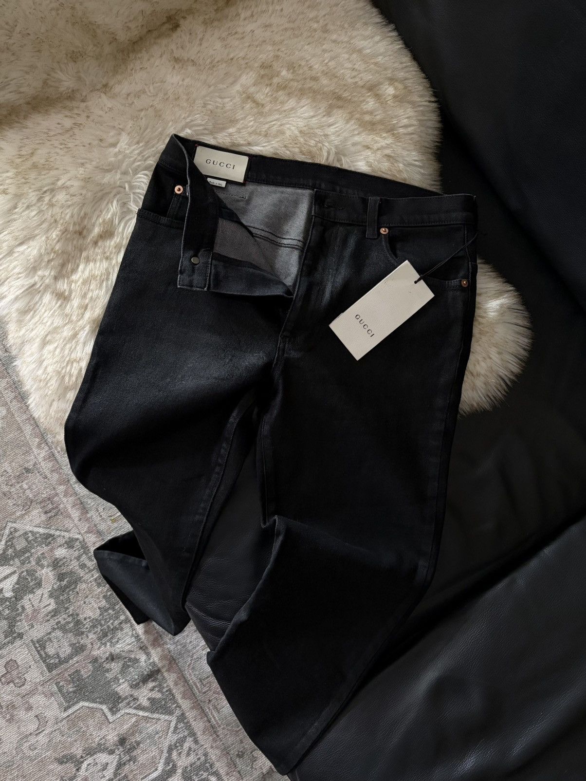 Gucci 00s Gucci-Archive Distressed Stitched Light Wash Skinny Jean