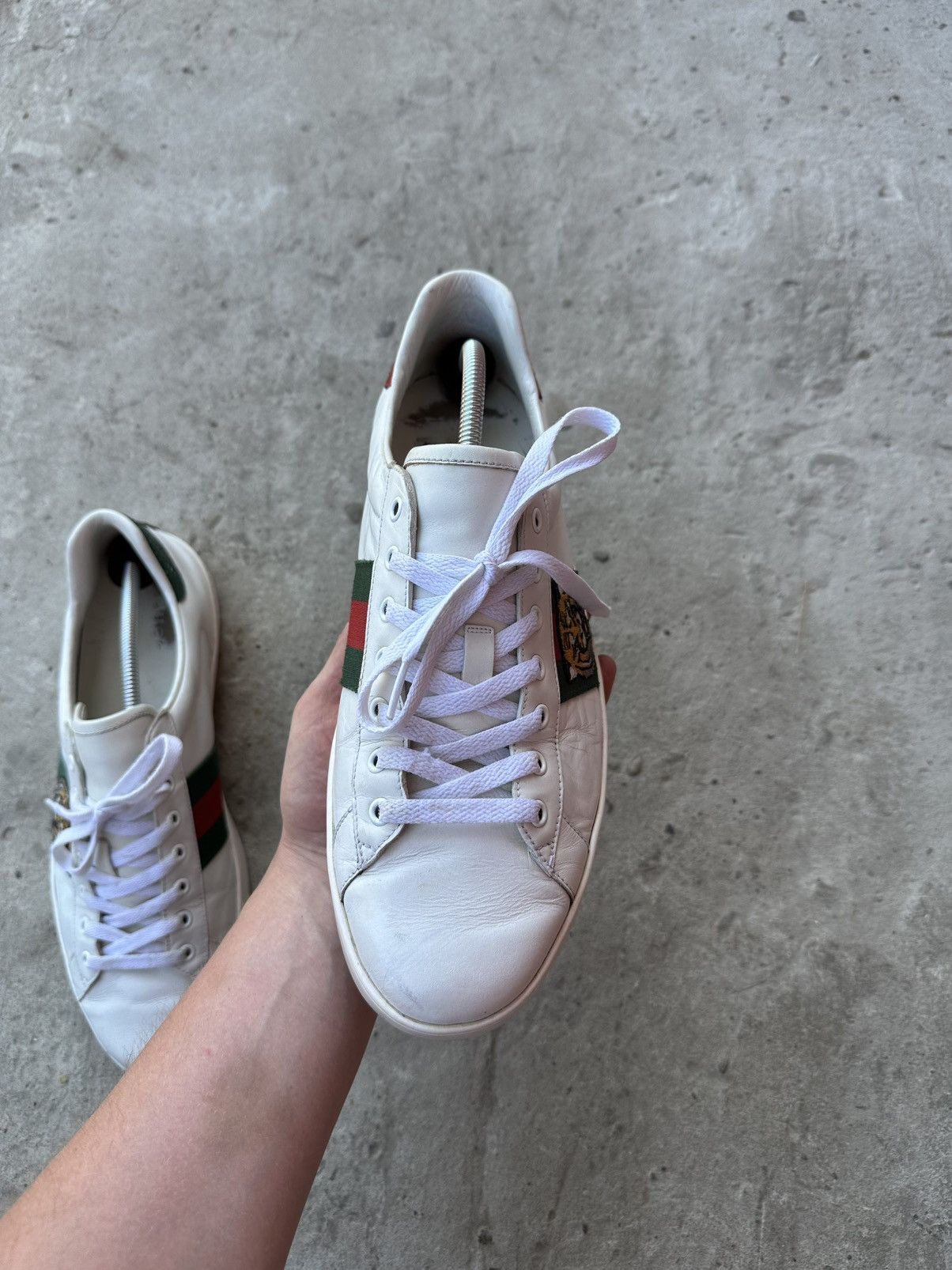Gucci Vintage Gucci Ace Tiger Leather Sneakers Luxury Old Money Size US 12.5 / EU 45-46 - 6 Thumbnail