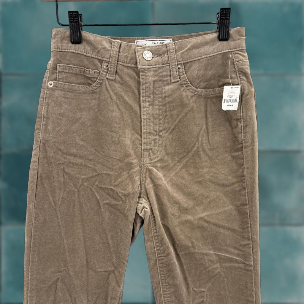 Gap VINTAGE Gap Pants Womens 00 Slim High Rise Beige Flannel Tapered Pocketed Stretch Size 24" / US 00 / IT 34 - 1 Thumbnail