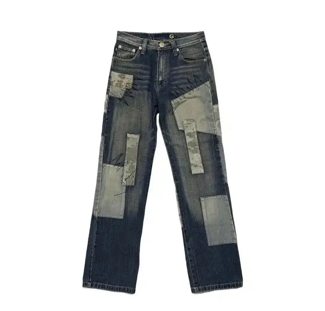 W29 L32🔥VINTAGE GAZOZ JEANS PATCHWORK VERY RARE DENIM PANTS
