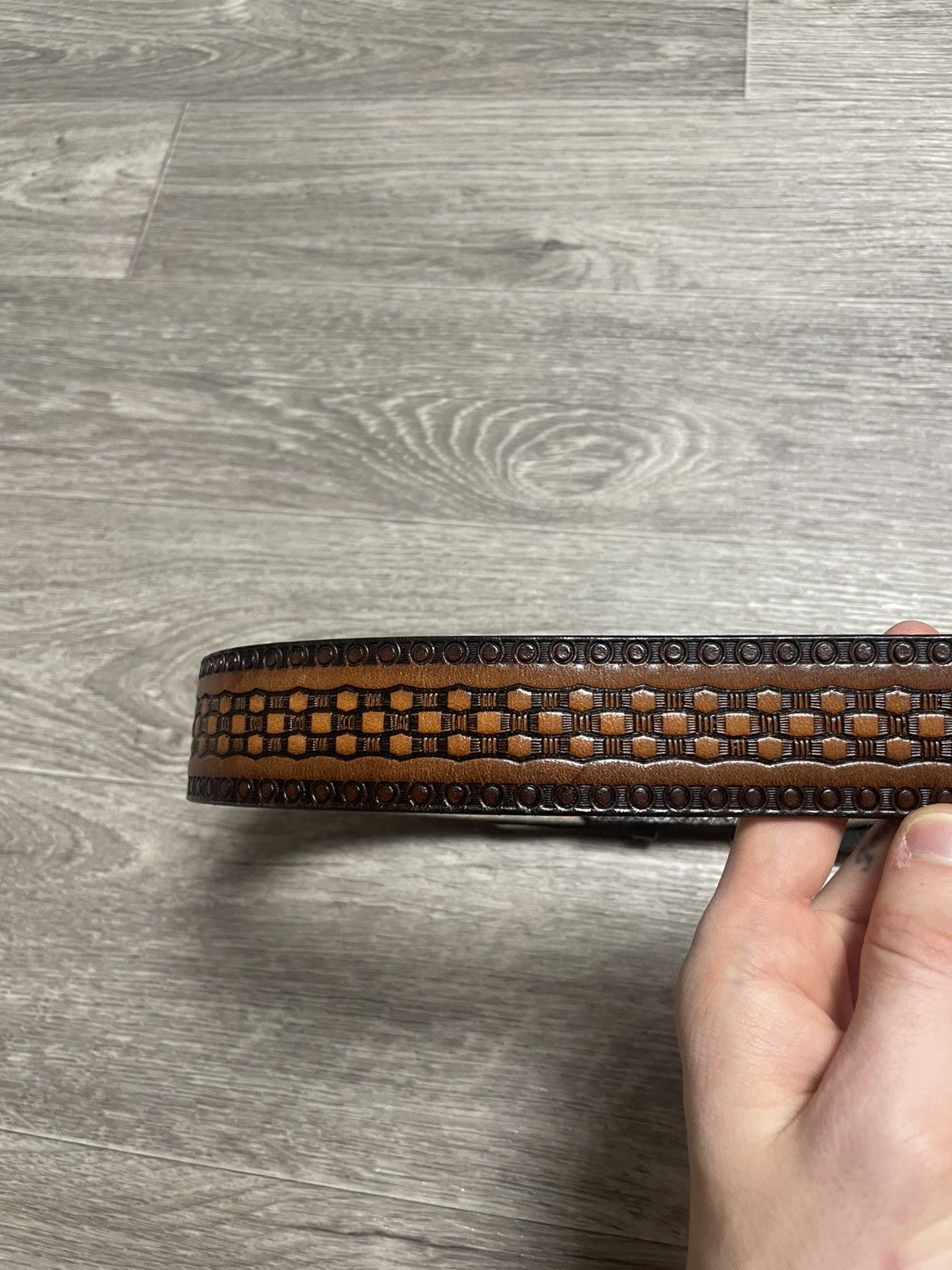 Genuine Leather Vintage Western Style Taurus Real Leather Brown Belt Size ONE SIZE - 9 Thumbnail