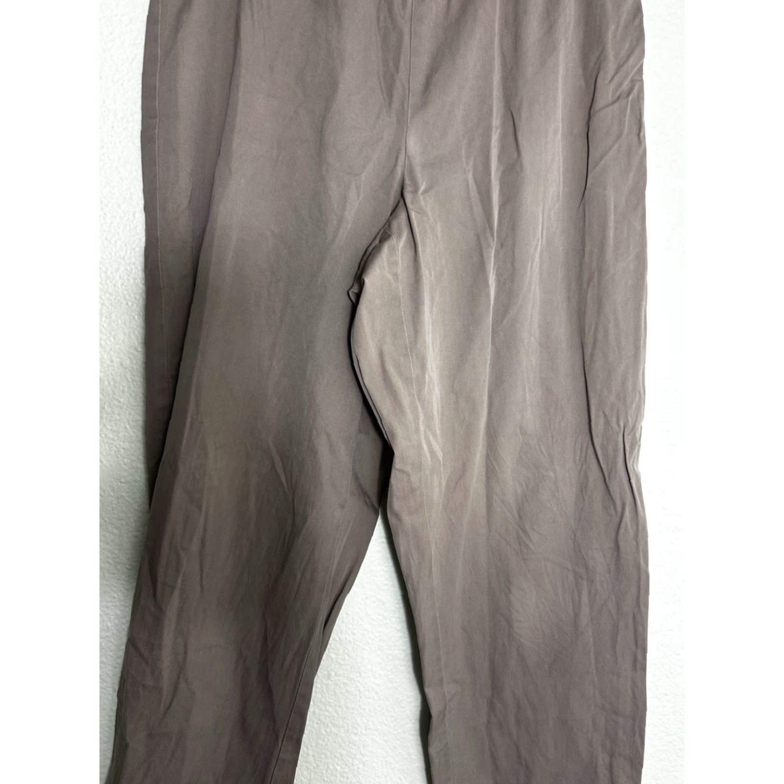 Eileen Fisher VINTAGE Eileen Fisher Womens Large Brown Pull On Cotton Pants 32x30 Elastic Waist Size 36" / US 14 / IT 50 - 3 Thumbnail