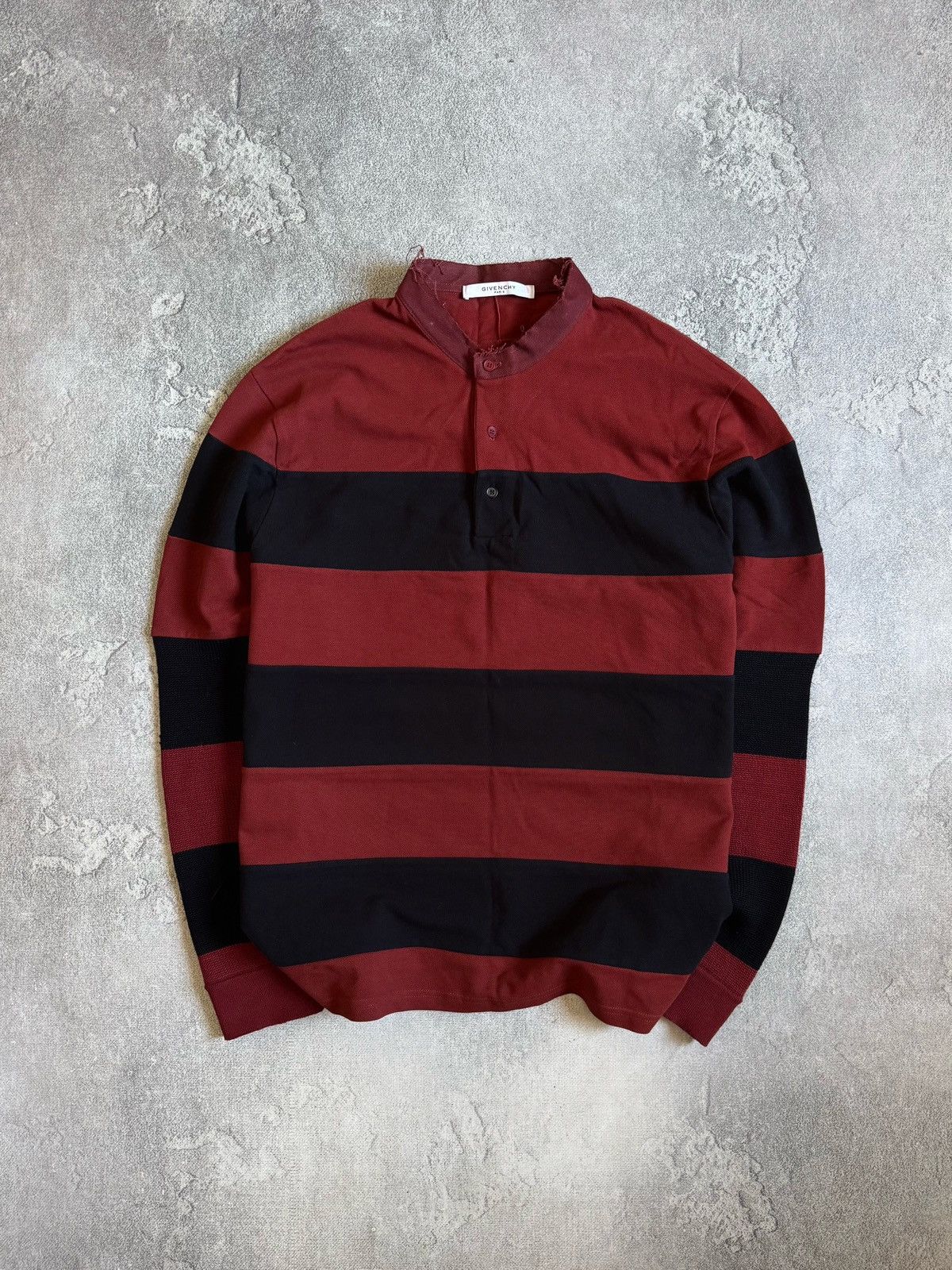 Givenchy Givenchy Striped Distressed Long Sleeve Sweatshirt Size S Size US S / EU 44-46 / 1 - 1 Thumbnail