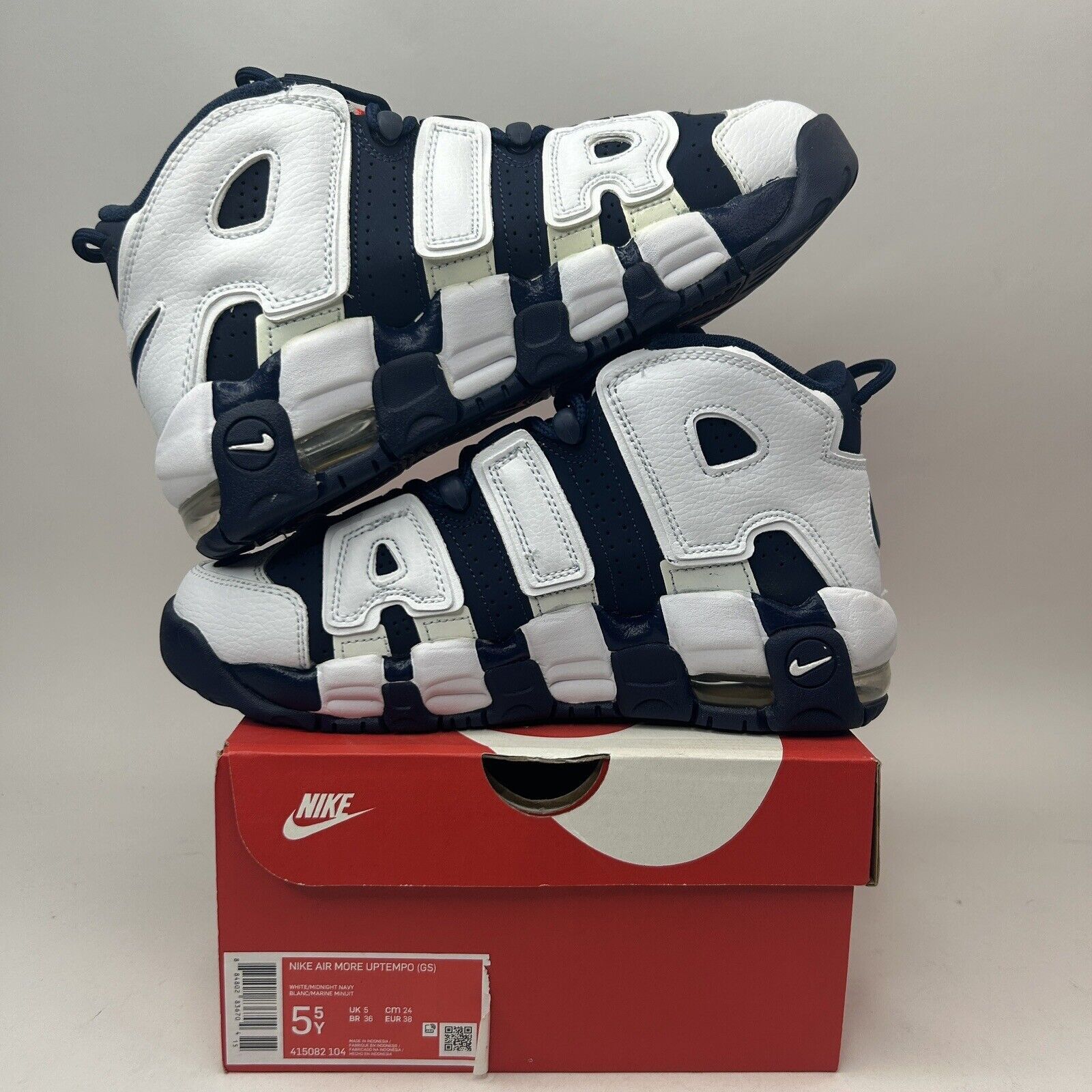 Nike Nike Air More Uptempo GS “Olympic/White Midnight Navy Blue” Size US 7 / IT 37 - 3 Thumbnail