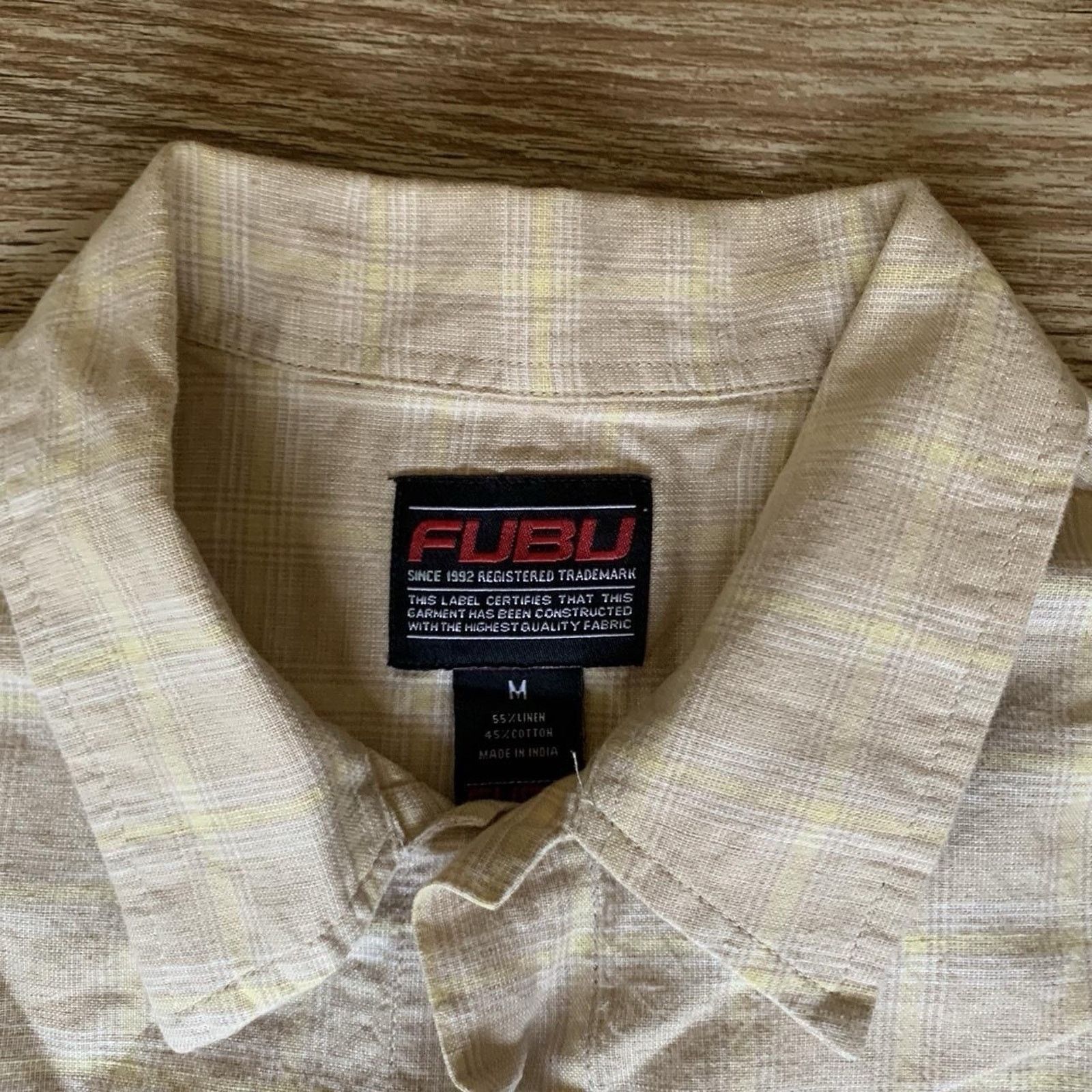 Fubu Vintage Y2K Fubu Beige Button Up Short Sleeve Size M Size US M / EU 48-50 / 2 - 2 Thumbnail