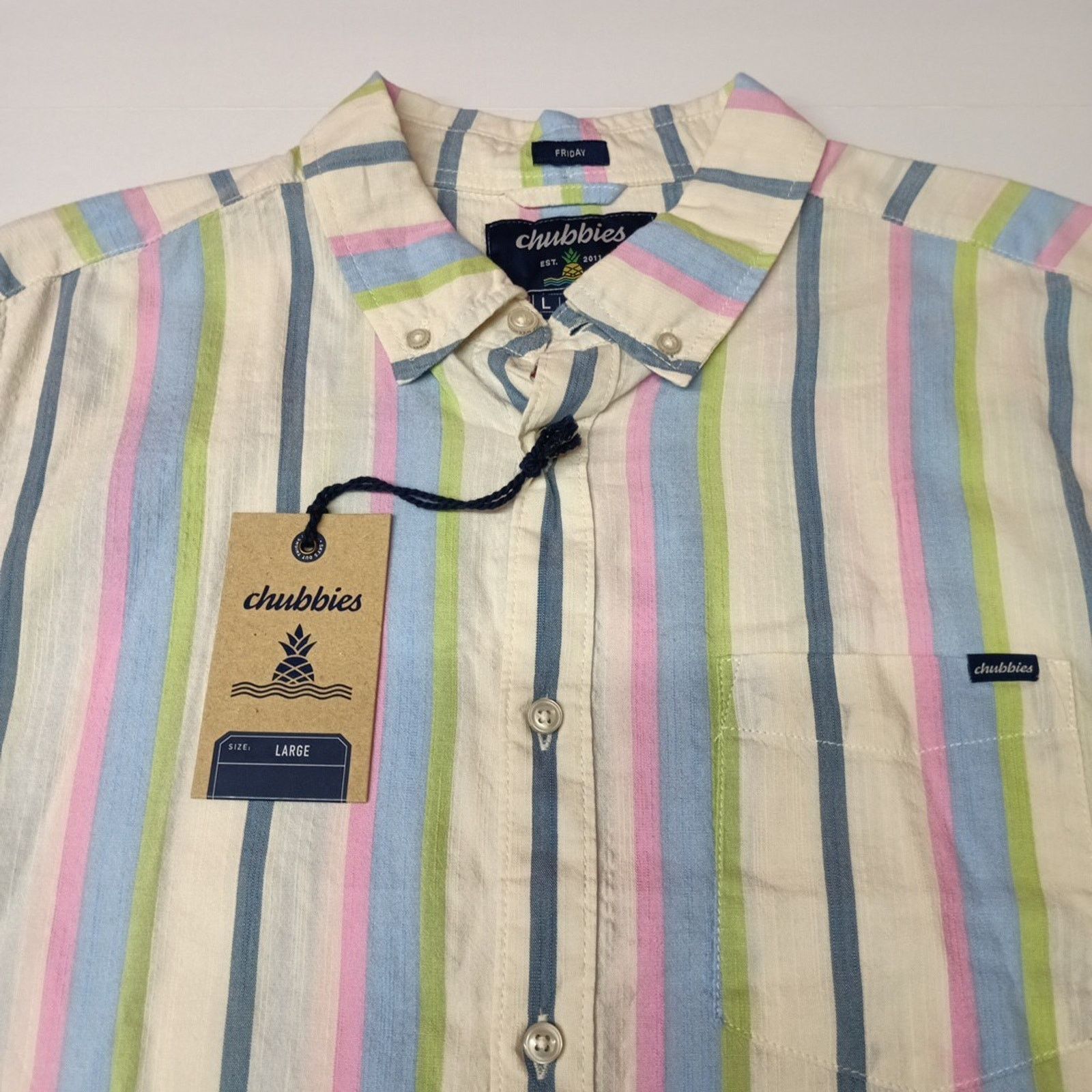 Chubbies Chubbies Soft Serve Friday Shirt Men's L Striped Multicolor Size US L / EU 52-54 / 3 - 2 Thumbnail