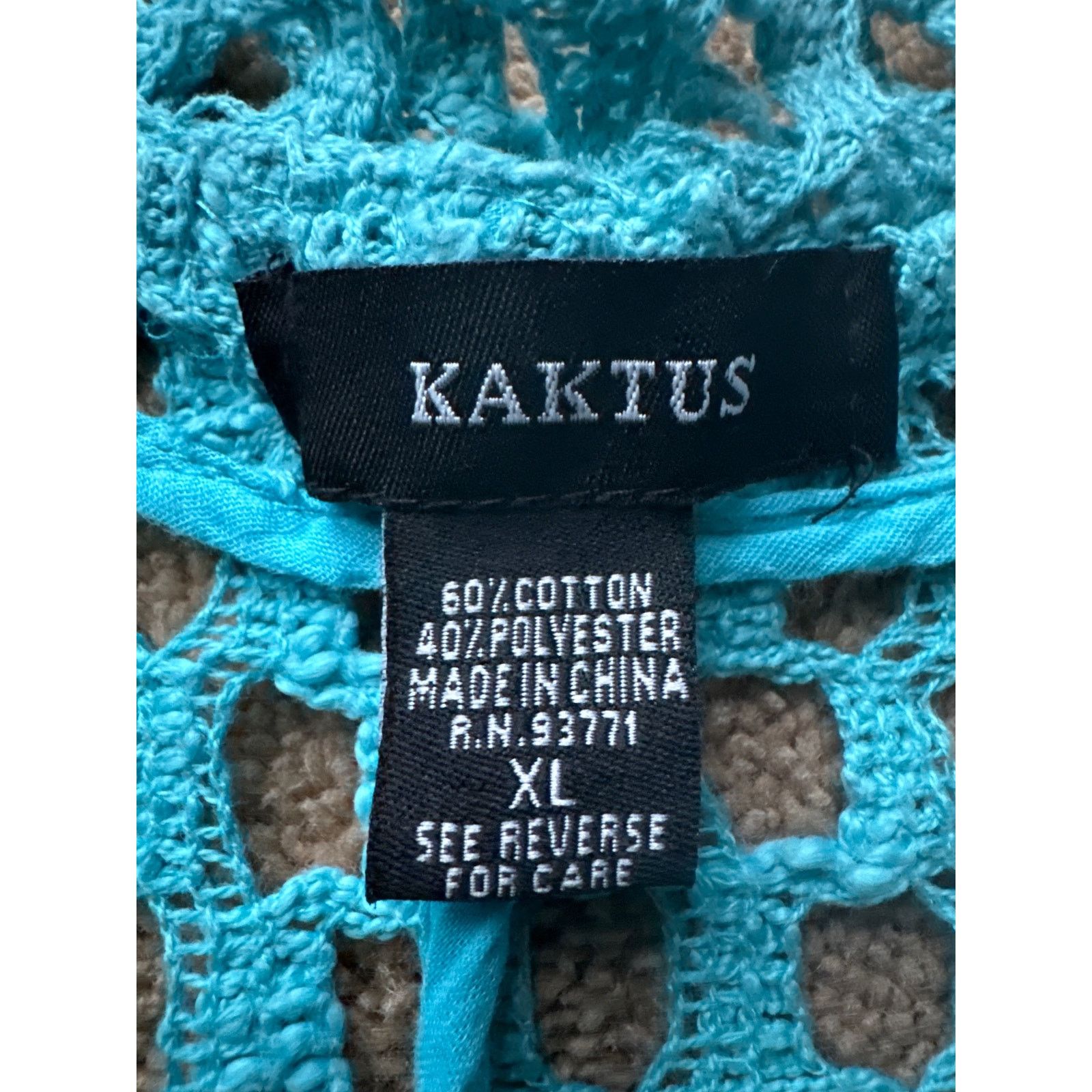 Other Kaktus Tunic Open Weave Crochet Lagenlook Boho blue large Size L / US 10 / IT 46 - 12 Thumbnail