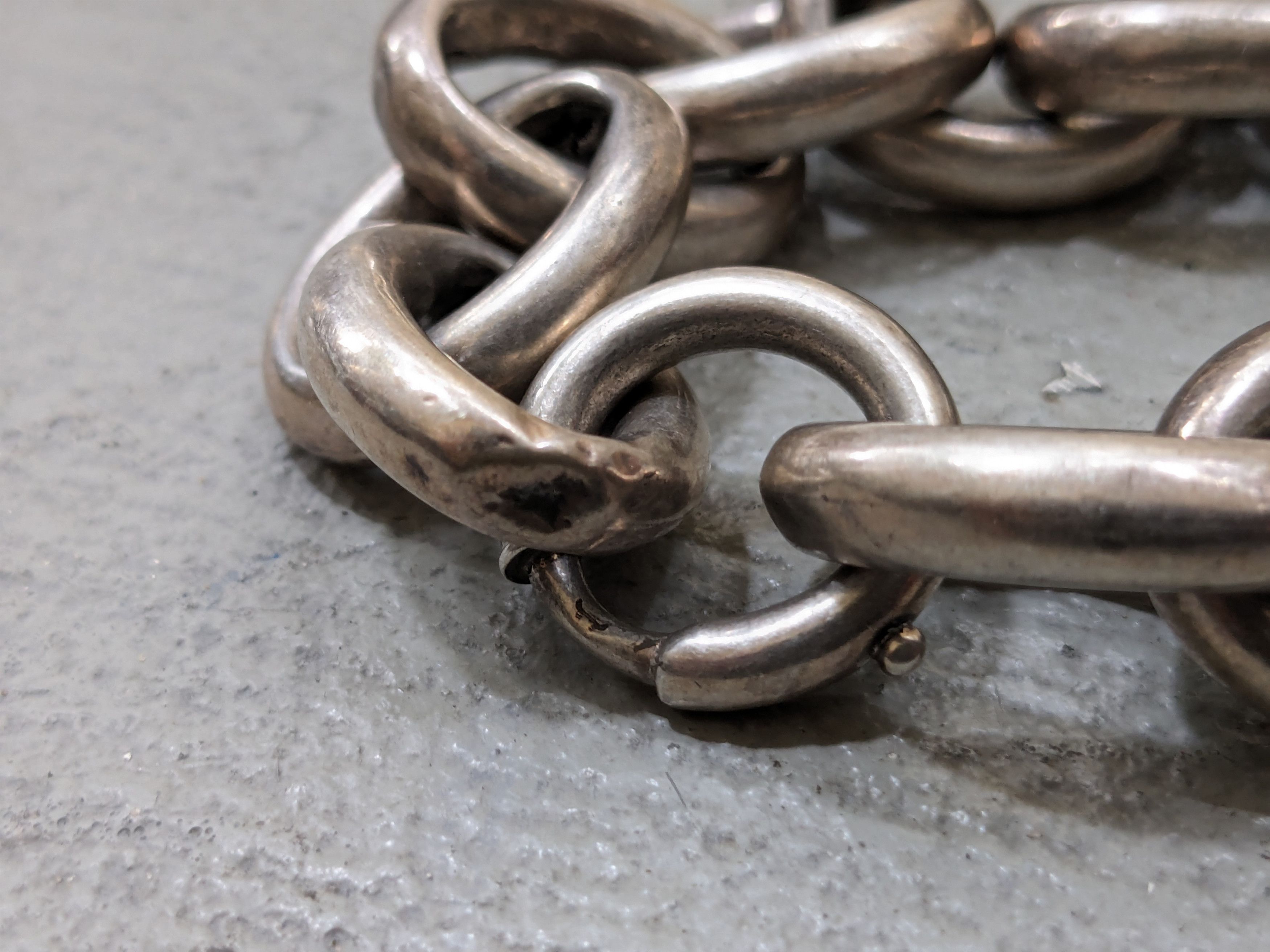 Other Vintage Sterling Silver Bracelet 9.5" Oval Chain Link 90s Size ONE SIZE - 12 Thumbnail