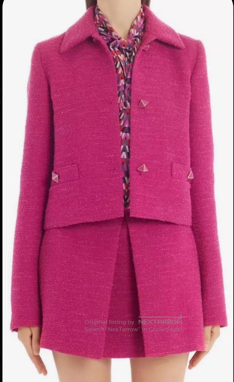 Valentino Valentino Rose pink tweed polo collar coat Size S / US 4 / IT 40 - 9 Thumbnail