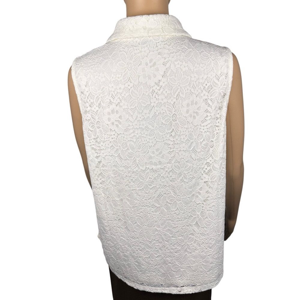 Adrianna Papell NWT New $79 Adrianna Papell Lace Sleeveless Collar Ivory Bl Size L / US 10 / IT 46 - 4 Thumbnail