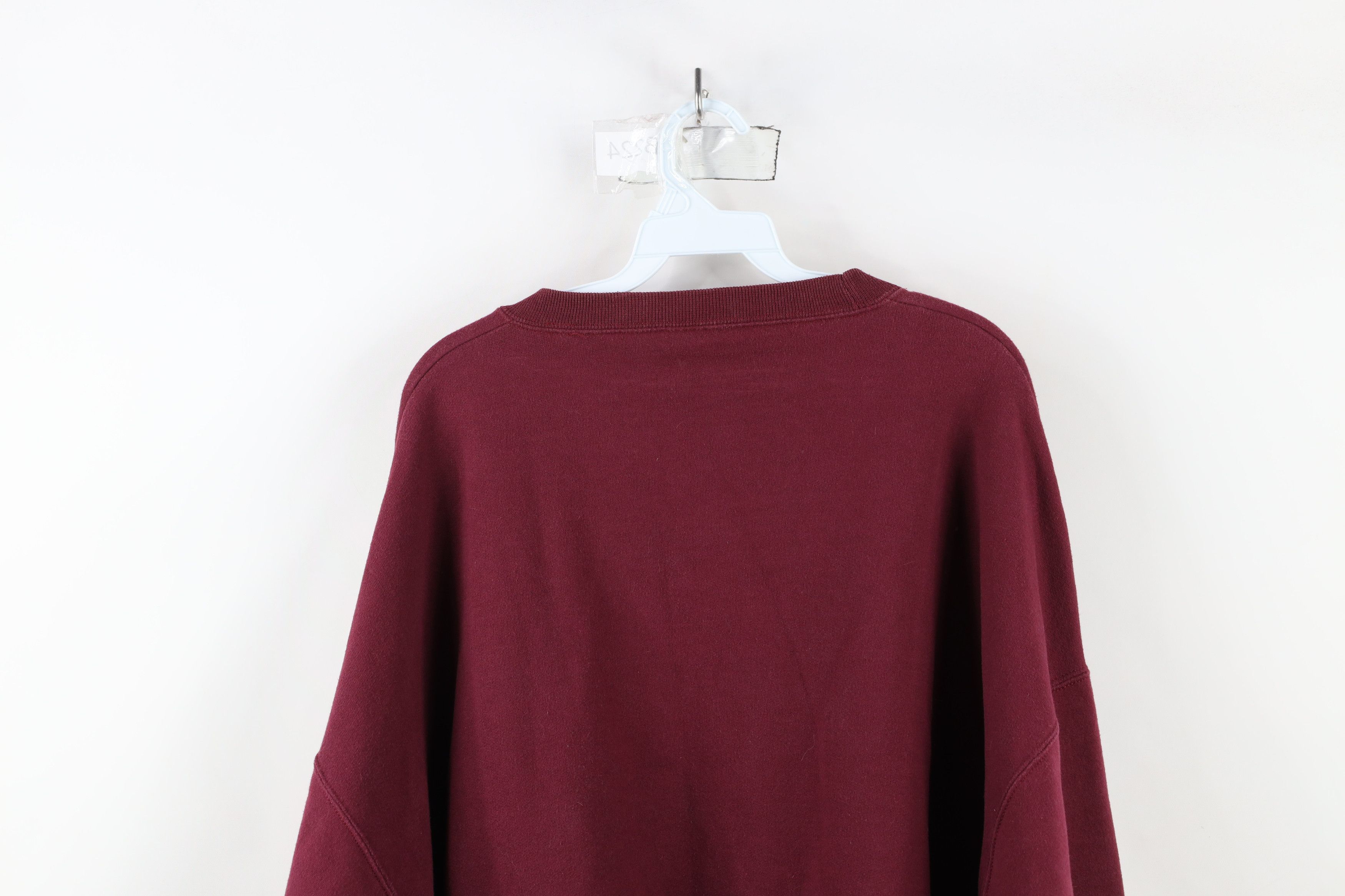 Vintage Vintage 90s Streetwear Blank Crewneck Sweatshirt Maroon Size US XXL / EU 58 / 5 - 11 Thumbnail