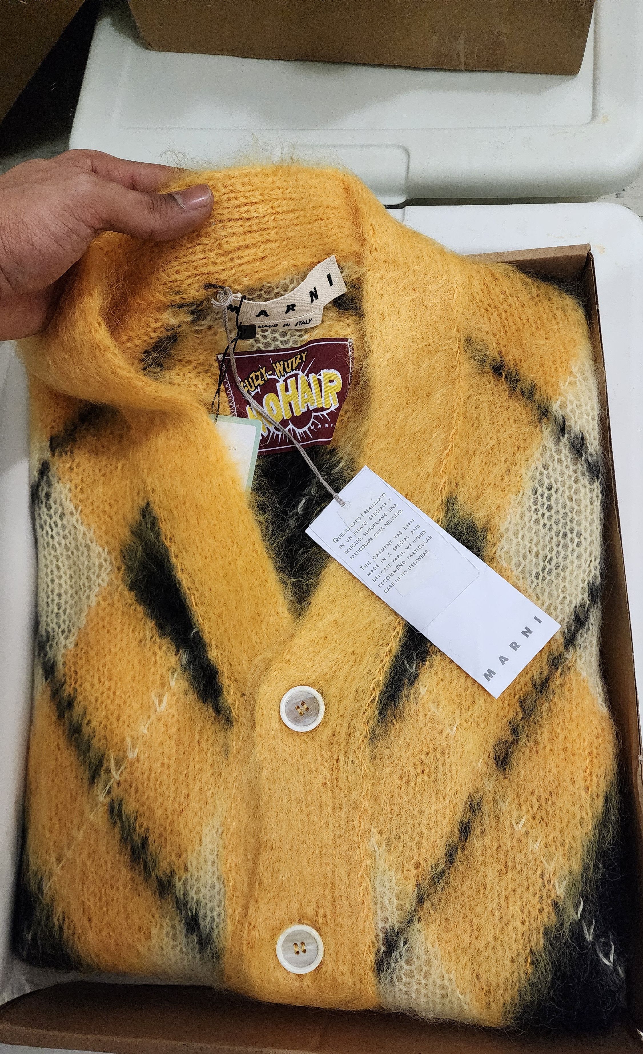 Marni Marni striped mohair-blend cardigan Yellow Sz 46 small Size US S / EU 44-46 / 1 - 2 Thumbnail