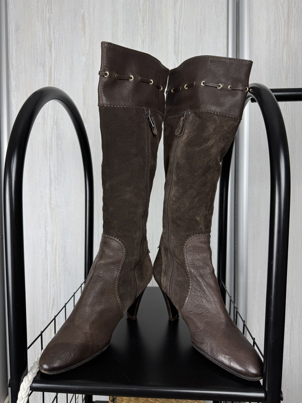 Max Mara Max Mara made in Italy brown suede boots knee length Size US 7 / IT 37 - 5 Thumbnail