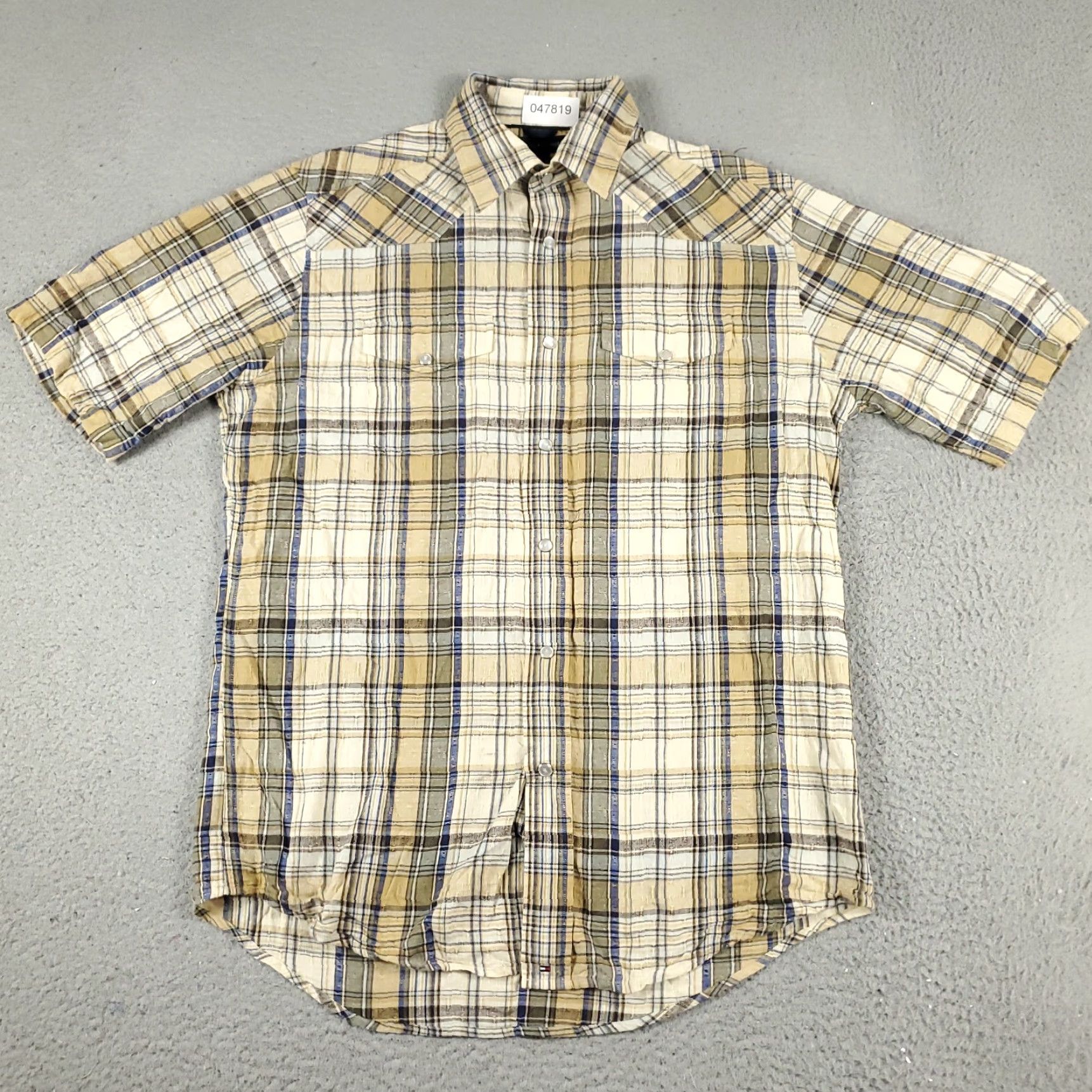 Tommy Hilfiger Tommy Hilfiger Shirt Men's 2XL Beige Plaid Pearl Snap Button Western Cotton Size US XXL / EU 58 / 5 - 2 Thumbnail