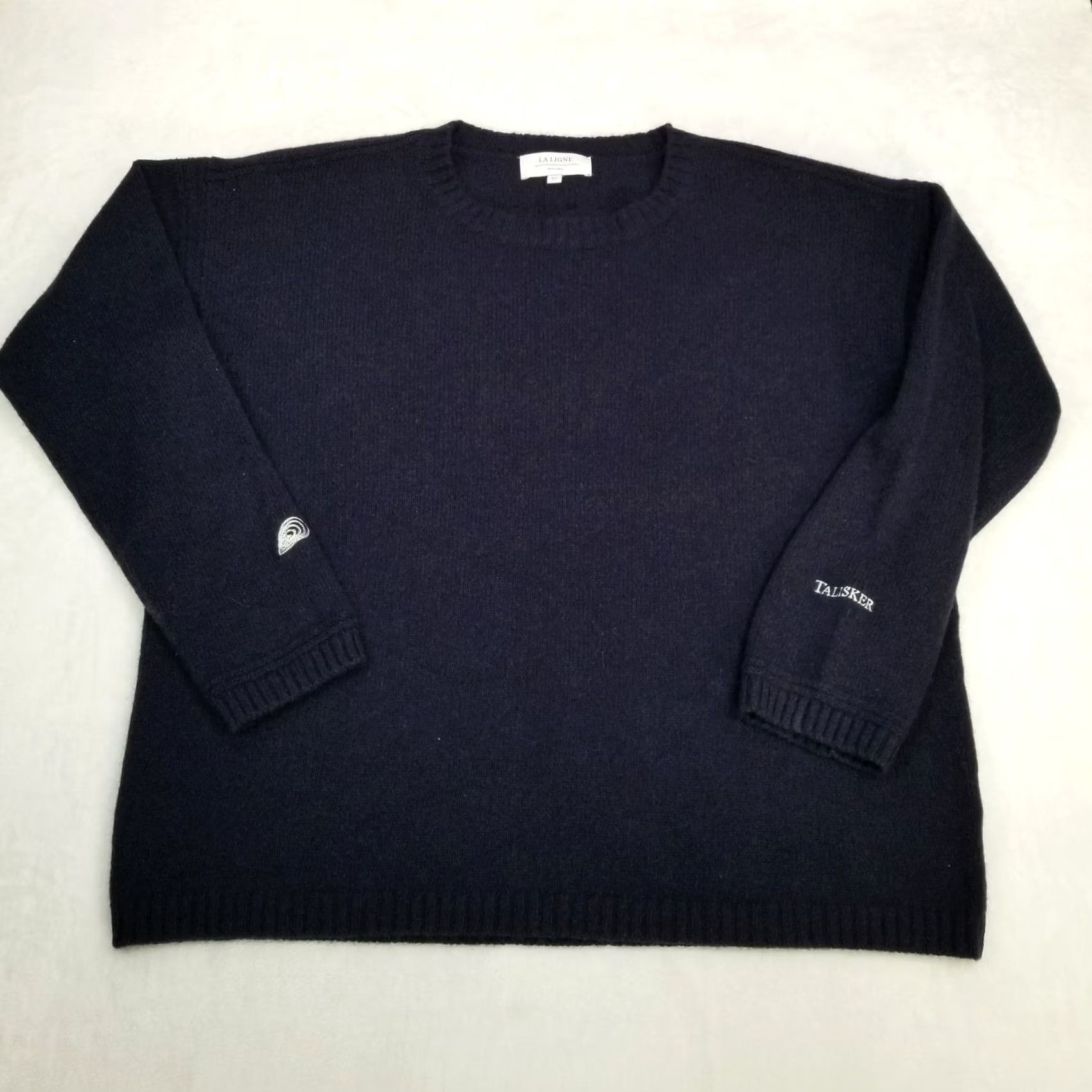 La Ligne Sweater Men's 1XL Navy Blue 100% Cashmere Crew Neck Talisker Sleeve, Men's — image 4 of 6