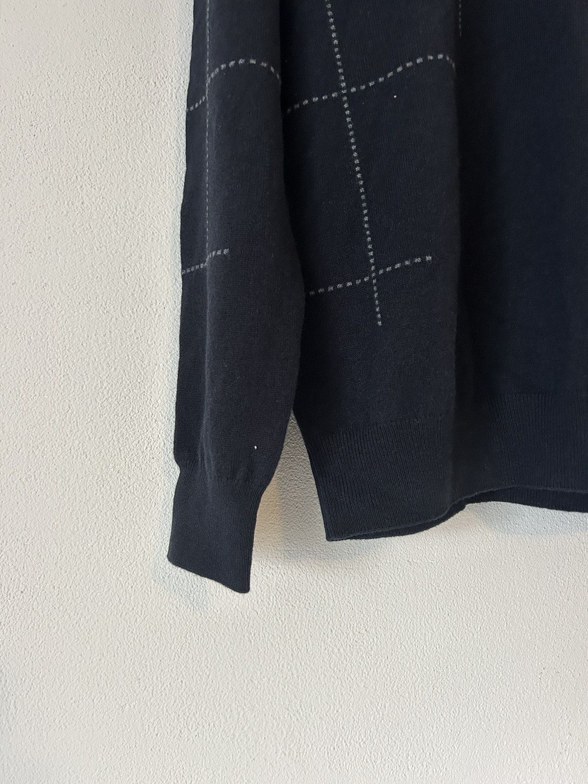 Hermes 100% Cashmere Turtleneck Sweater w/ Asymmetric Grid Pattern Size US XL / EU 56 / 4 - 6 Thumbnail