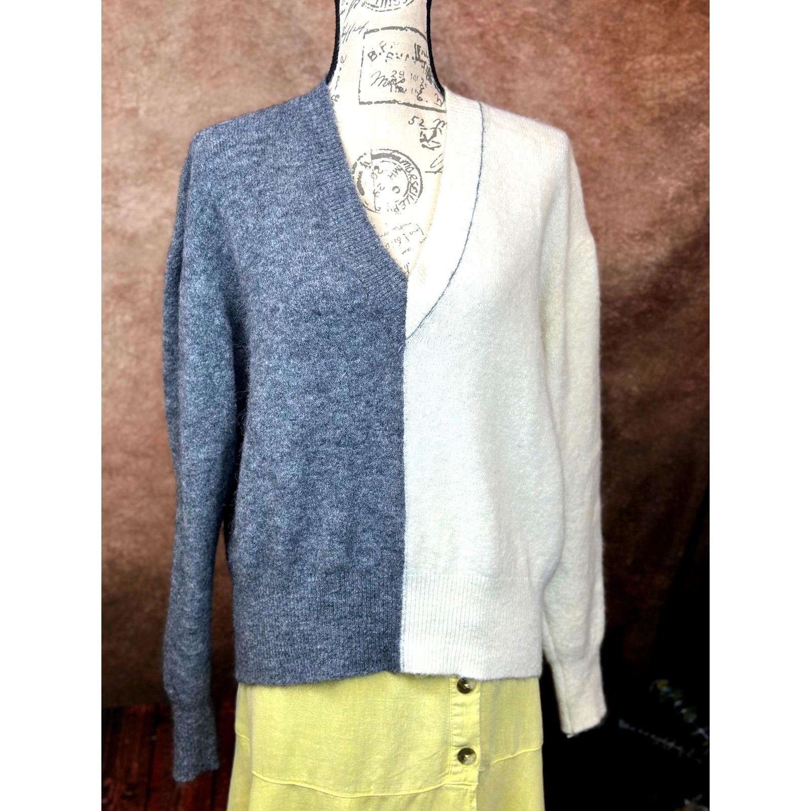 Other V Neck Sweater Two Tone Alpaka Bartolini Made in Italy L Size L / US 10 / IT 46 - 2 Thumbnail