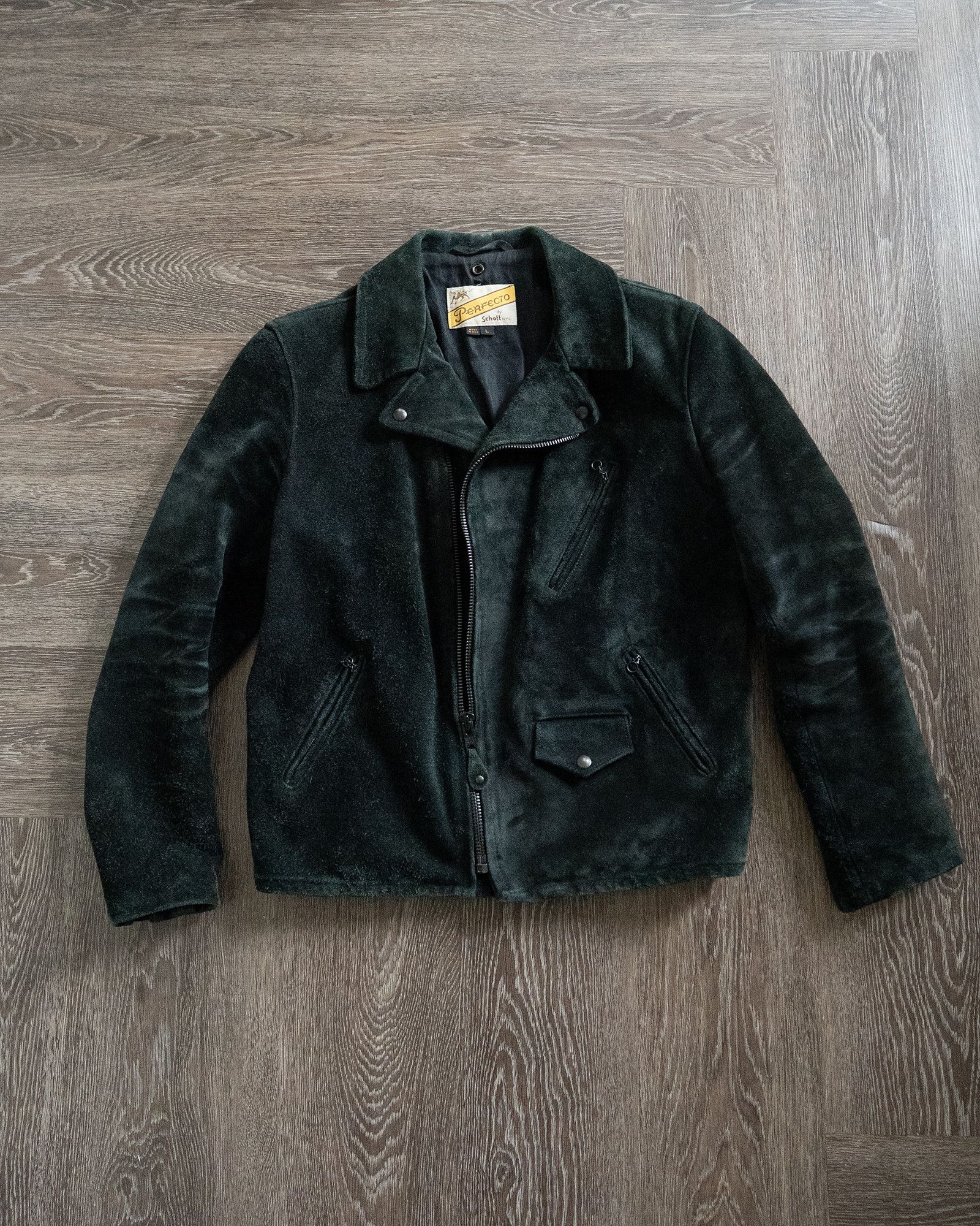 Schott x 3sixteen 519 Perfecto Jacket in Black Roughout