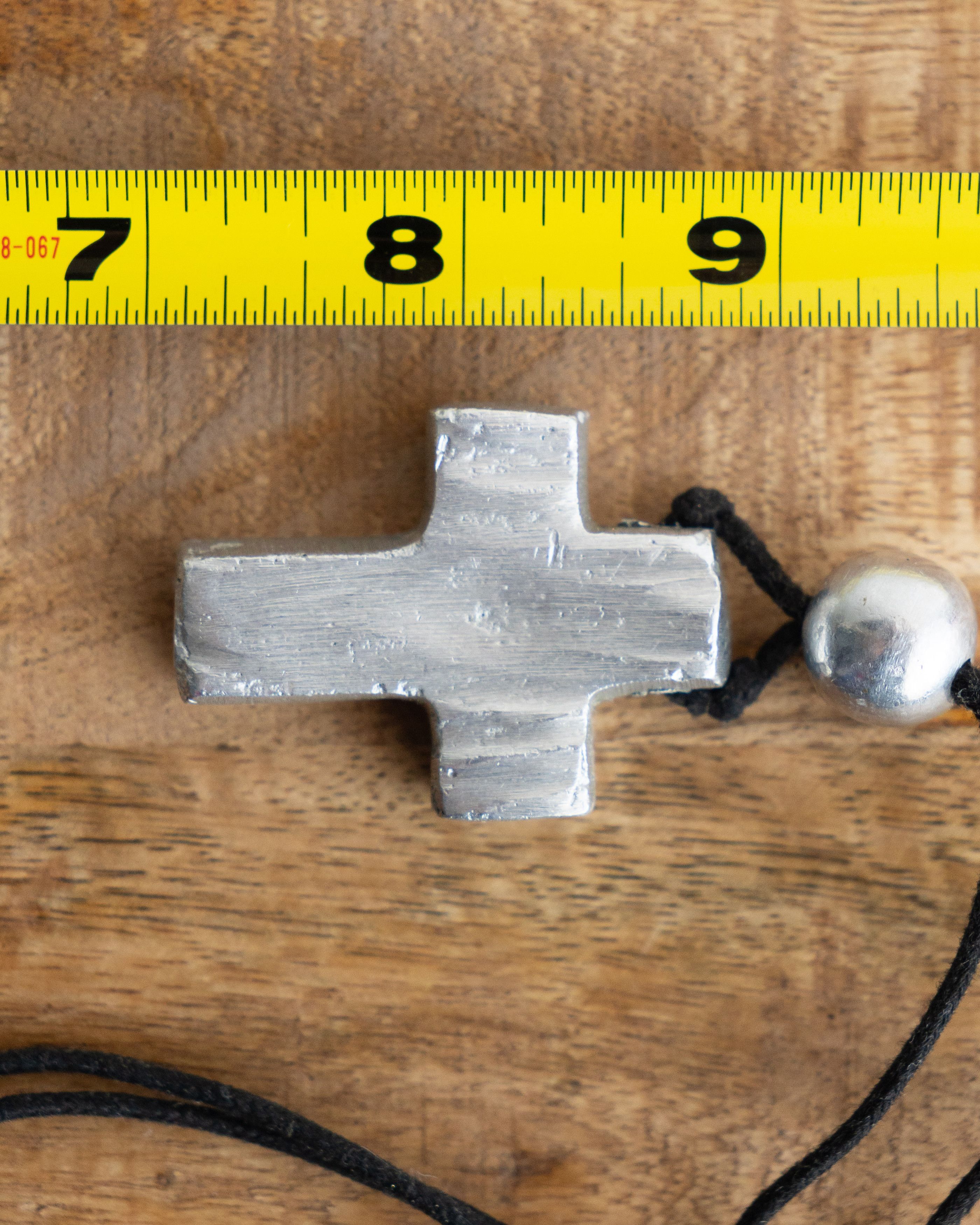 Jewelry Vintage 1970s Silver Christian Cross Necklace Brushed Steel Size ONE SIZE - 5 Thumbnail