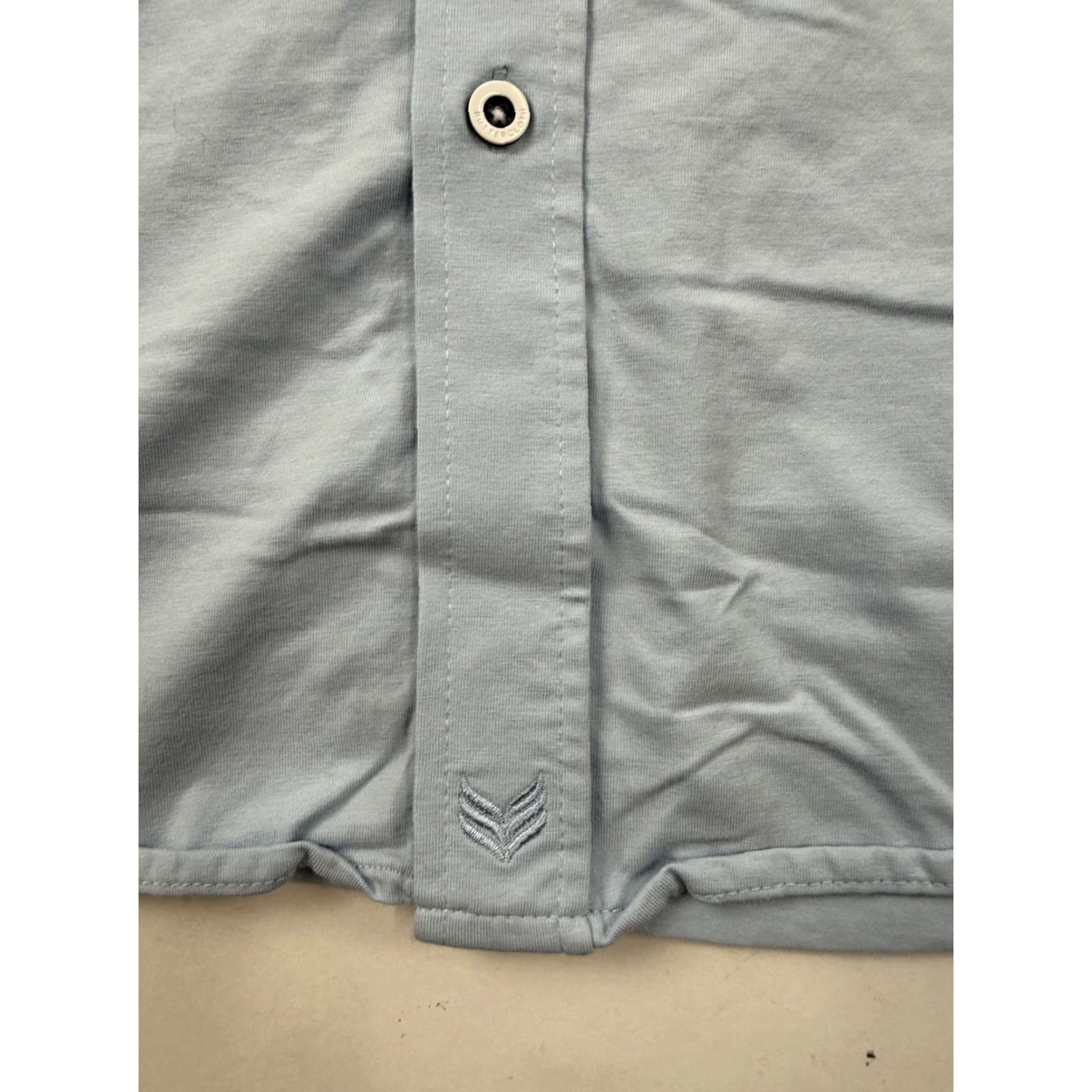 Vintage Buttercloth Shirt Mens Large Blue Short Sleeve Button Front Knit Stretch Casual Size US L / EU 52-54 / 3 - 2 Thumbnail