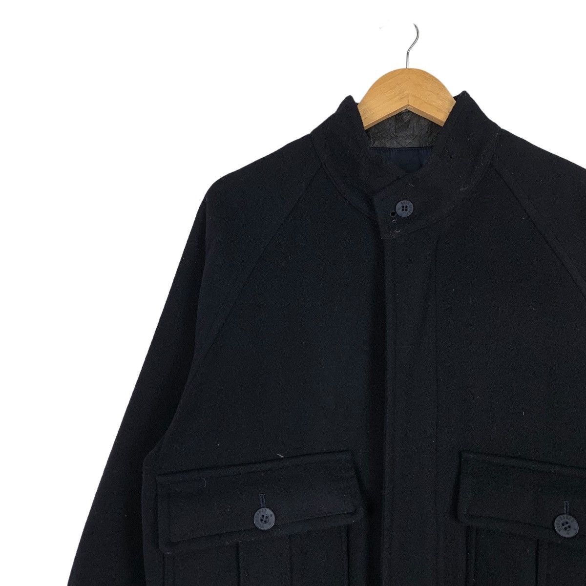 Japanese Brand WOODHOUSE Black Wool Jacket Type A2 #1153-C53 Size US L / EU 52-54 / 3 - 6 Thumbnail