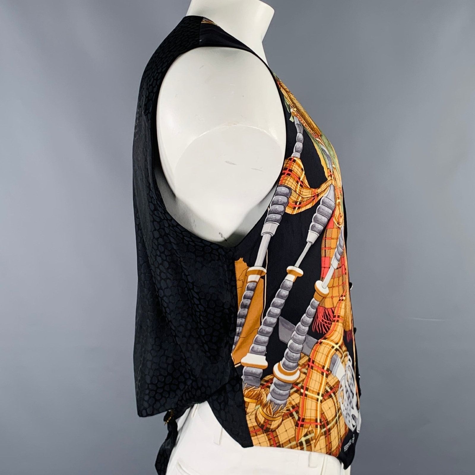 Other TED SALUTO Size L Black Multi Color Print Silk Buttoned Vest Size US L / EU 52-54 / 3 - 3 Thumbnail