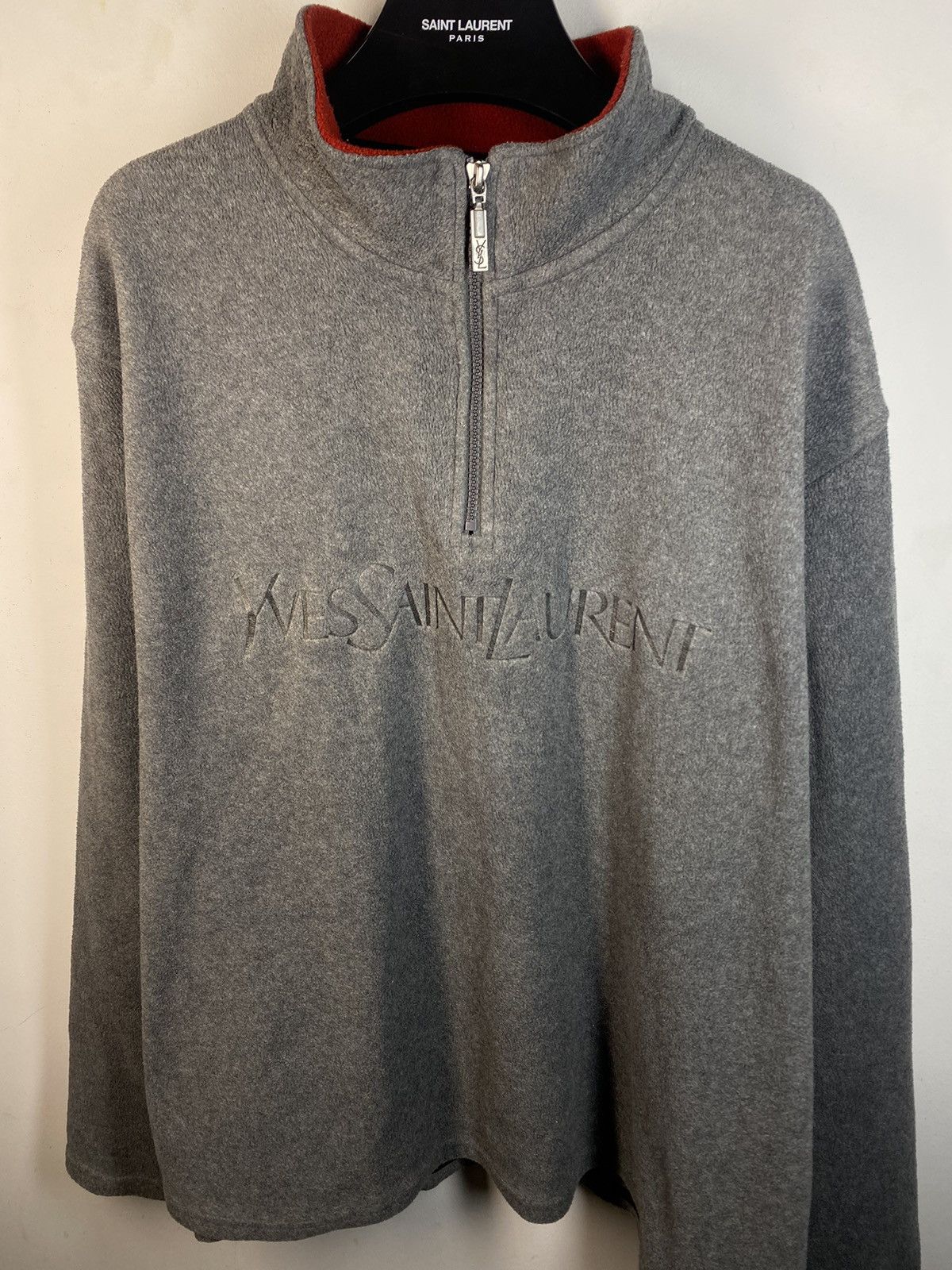 Yves Saint Laurent Fleece YSL Sweatshirt 1/4 Quarter Zip Logo Vintage Sweater Size US XL / EU 56 / 4 - 20 Thumbnail