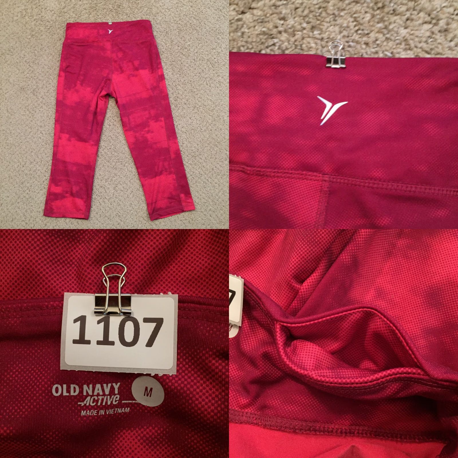 Old Navy Old Navy Leggings Shirt Women's Medium Red Knee Length Geometric Jegging Activewear M Red Polyester Blend 20 in Inseam Size 32" / US 10 / IT 46 - 8 Thumbnail