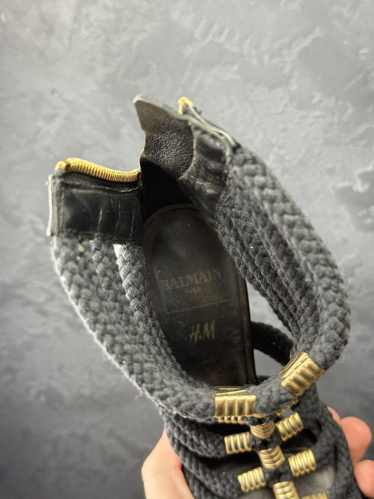 Balmain Balmain H&M Black Gladiator Rope High Heel Women Shoes Size US 9 / IT 39 - 5 Thumbnail