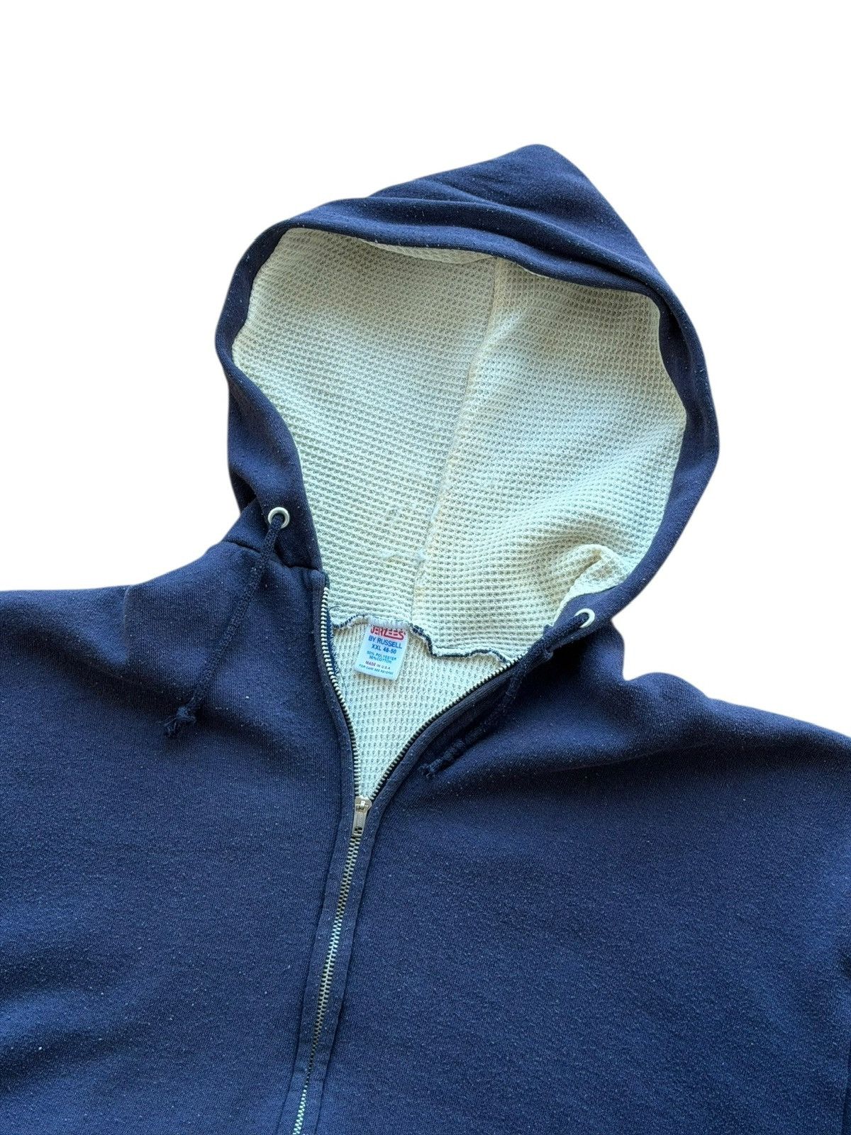 Russell Athletic *RARE* 1980s 80s VINTAGE THERMAL LINED HOODIE ZIP UP JERZEES Size US XXL / EU 58 / 5 - 12 Thumbnail