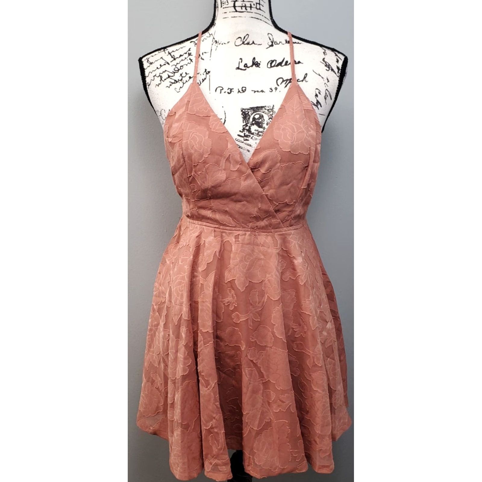 Lulus Lulus Skater Dress Womens Small Pink Burnout Floral Adjustable Strap Back Zip Dress Size S / US 4 / IT 40 - 2 Thumbnail