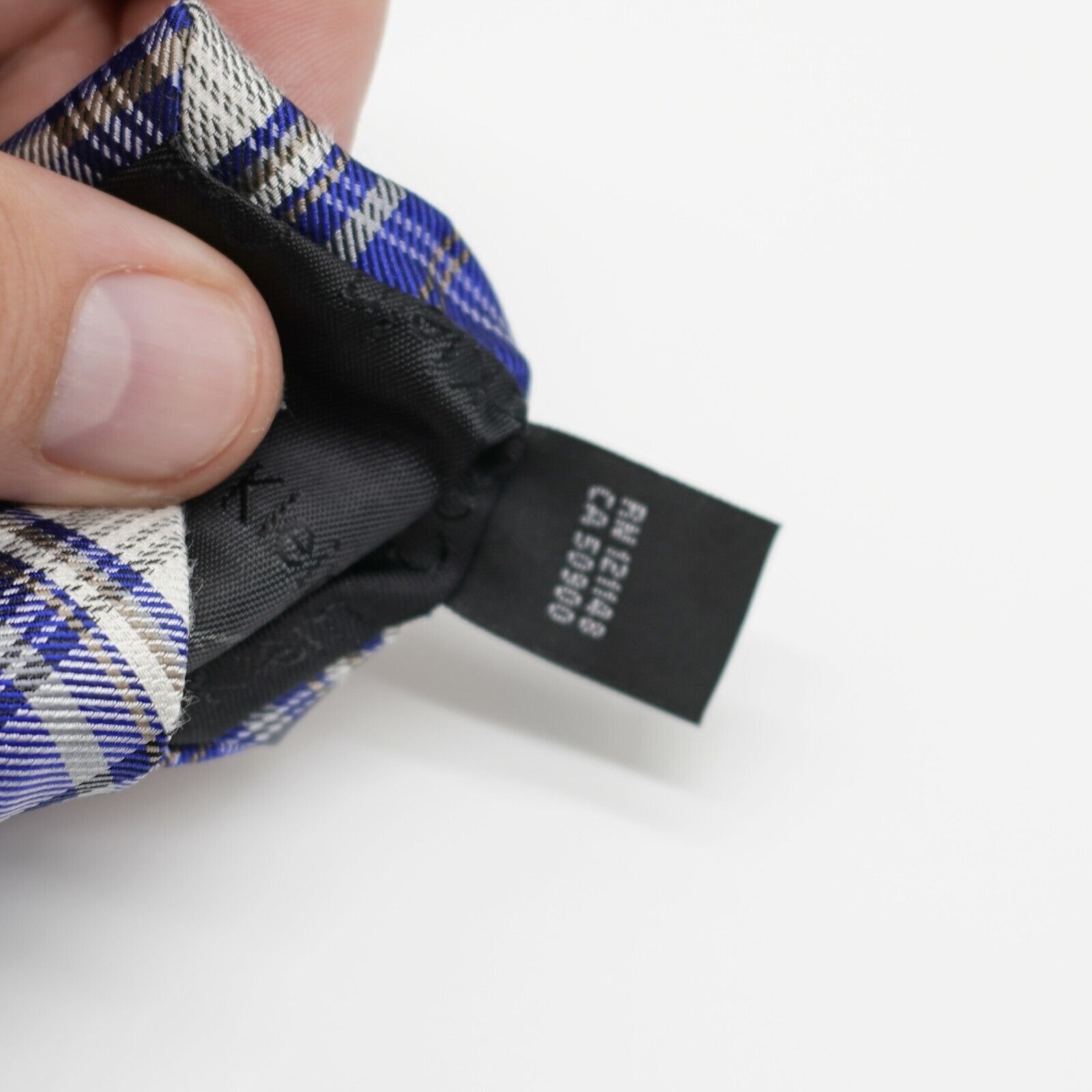 Calvin Klein Calvin Klein Blue White Plaid Woven Skinny Silk Tie Size ONE SIZE - 5 Thumbnail