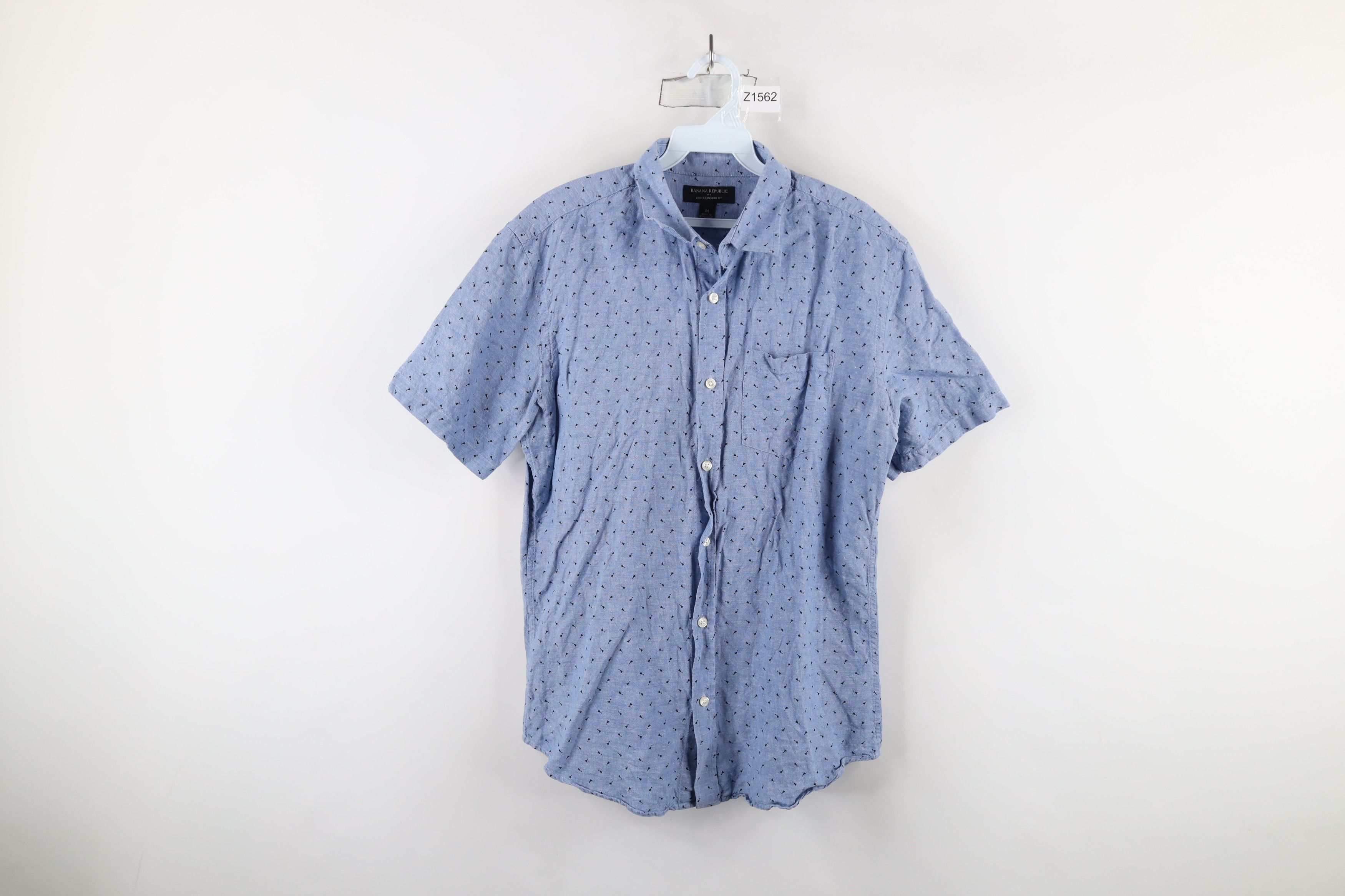 Banana Republic × Vintage Banana Republic Geometric Linen Short Sleeve Button Shirt Size US M / EU 48-50 / 2 - 1 Thumbnail