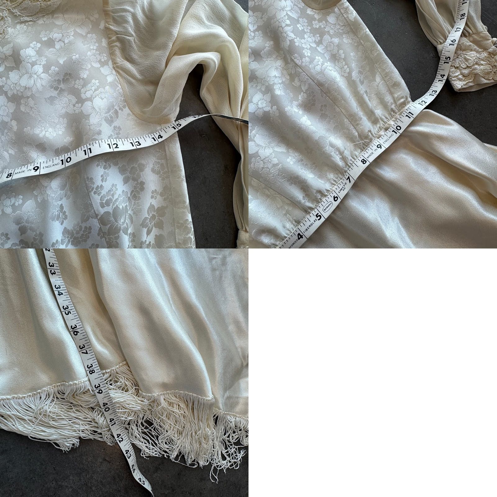 Vintage VINTAGE Marshall-Rousso White Lace Wedding Dress Small Maxi Formal Embroidered Floral Long Sleeve Womens Dress Size S / US 4 / IT 40 - 8 Thumbnail