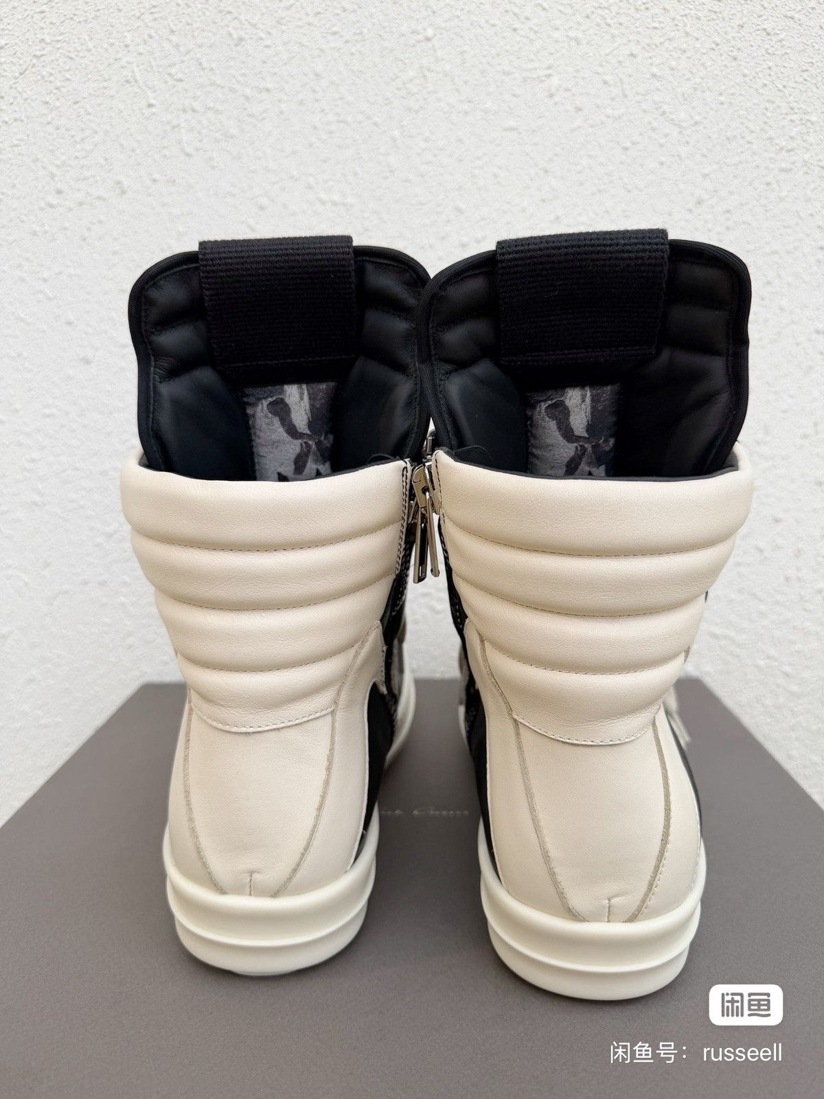 Rick Owens Rick Owens high-top Geobasket sneakers in black and white Size US 7 / EU 40 - 7 Thumbnail