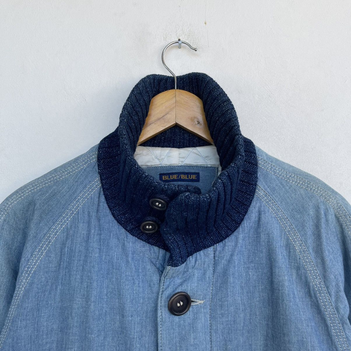 Blue Blue Japan Blue Blue Japan Indigo Knit Collar Quilted Denim Long Coat Size US M / EU 48-50 / 2 - 8 Thumbnail