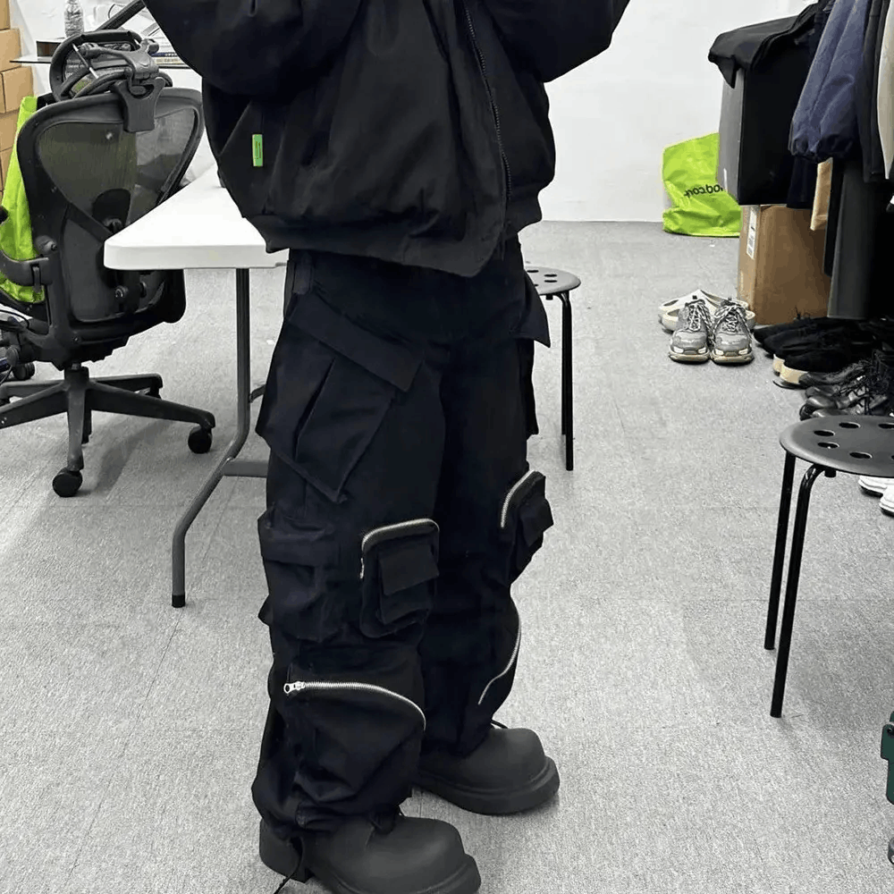 Designer × Vintage Wide Cargo Pants High Street with Poker Straight Baggy Y2K Size US 30 / EU 46 - 3 Thumbnail