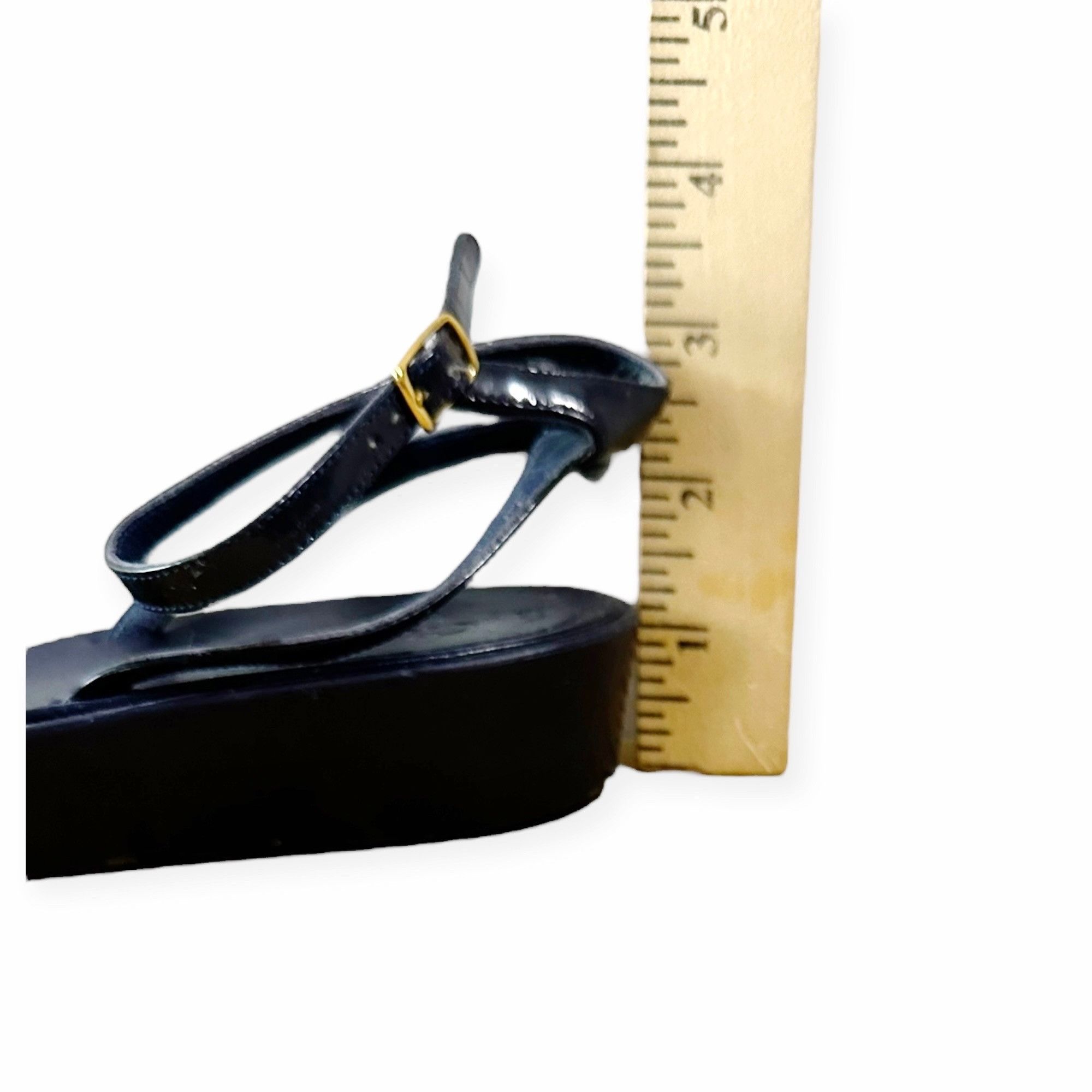 Chloe Chloe Rubber Wedge Ankle Strap Patent Sandals. Navy blue, Si Size US 8.5 / IT 38.5 - 12 Thumbnail