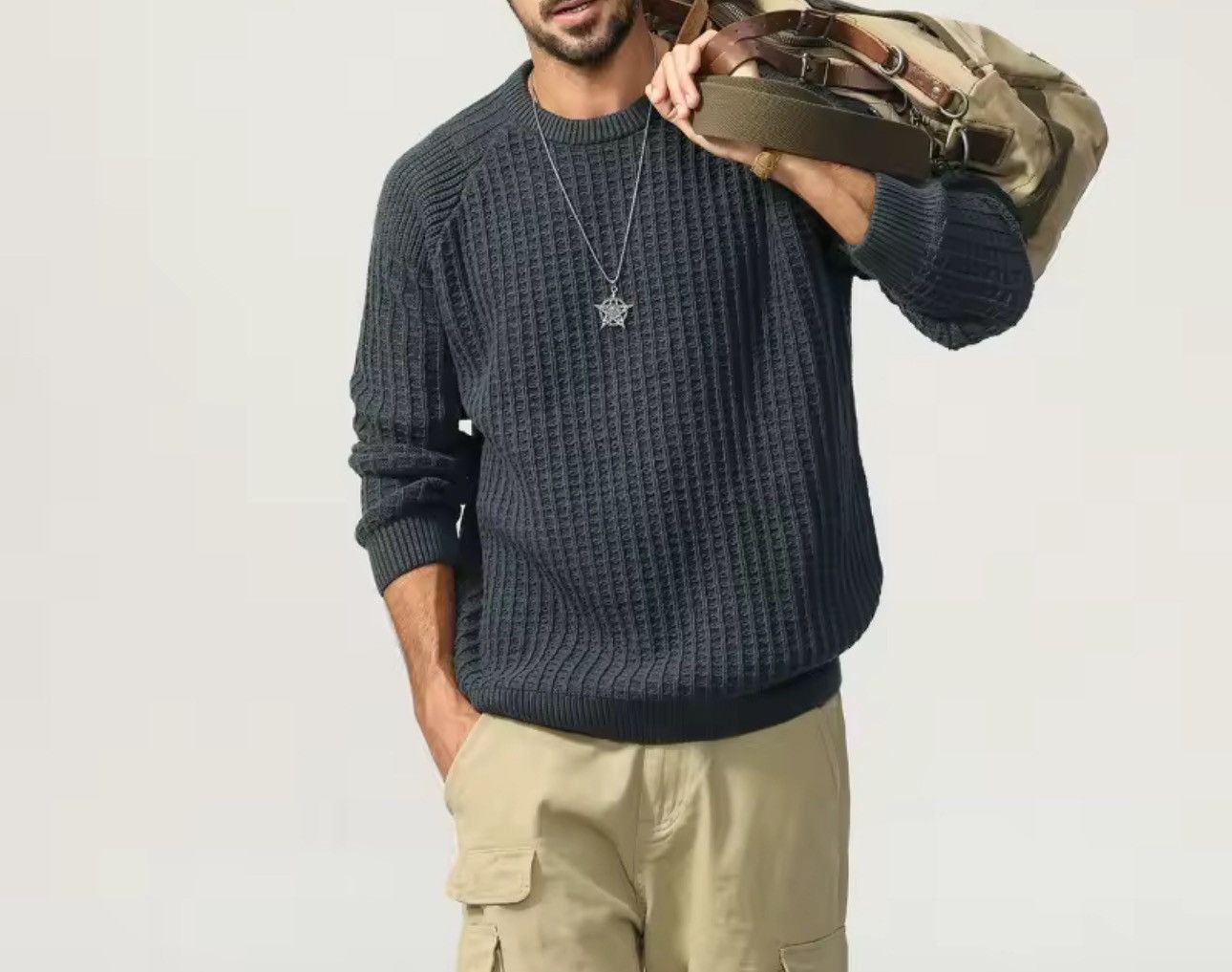 Other Knitted Casual Basic O-Neck Retro Sweater Pullover Size US XXL / EU 58 / 5 - 2 Thumbnail