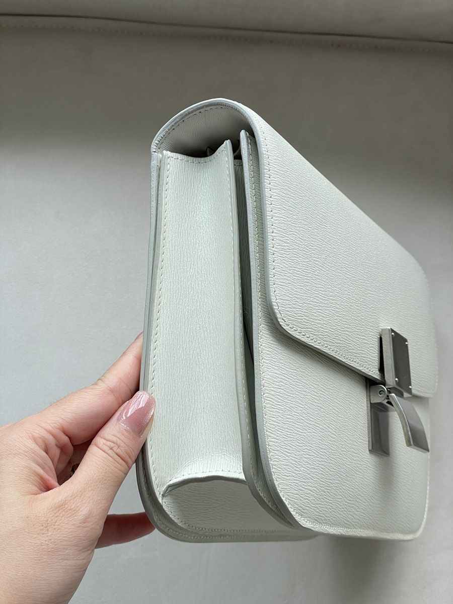 Celine Authentic Celine White Textured Leather Medium Box Bag Size ONE SIZE - 2 Thumbnail