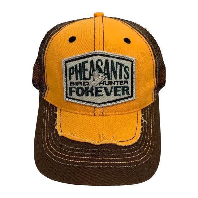 Vintage VTG Pheasant Forever Bird Hunter Yellow & Brown Trucker Hat Size ONE SIZE - 1 Thumbnail
