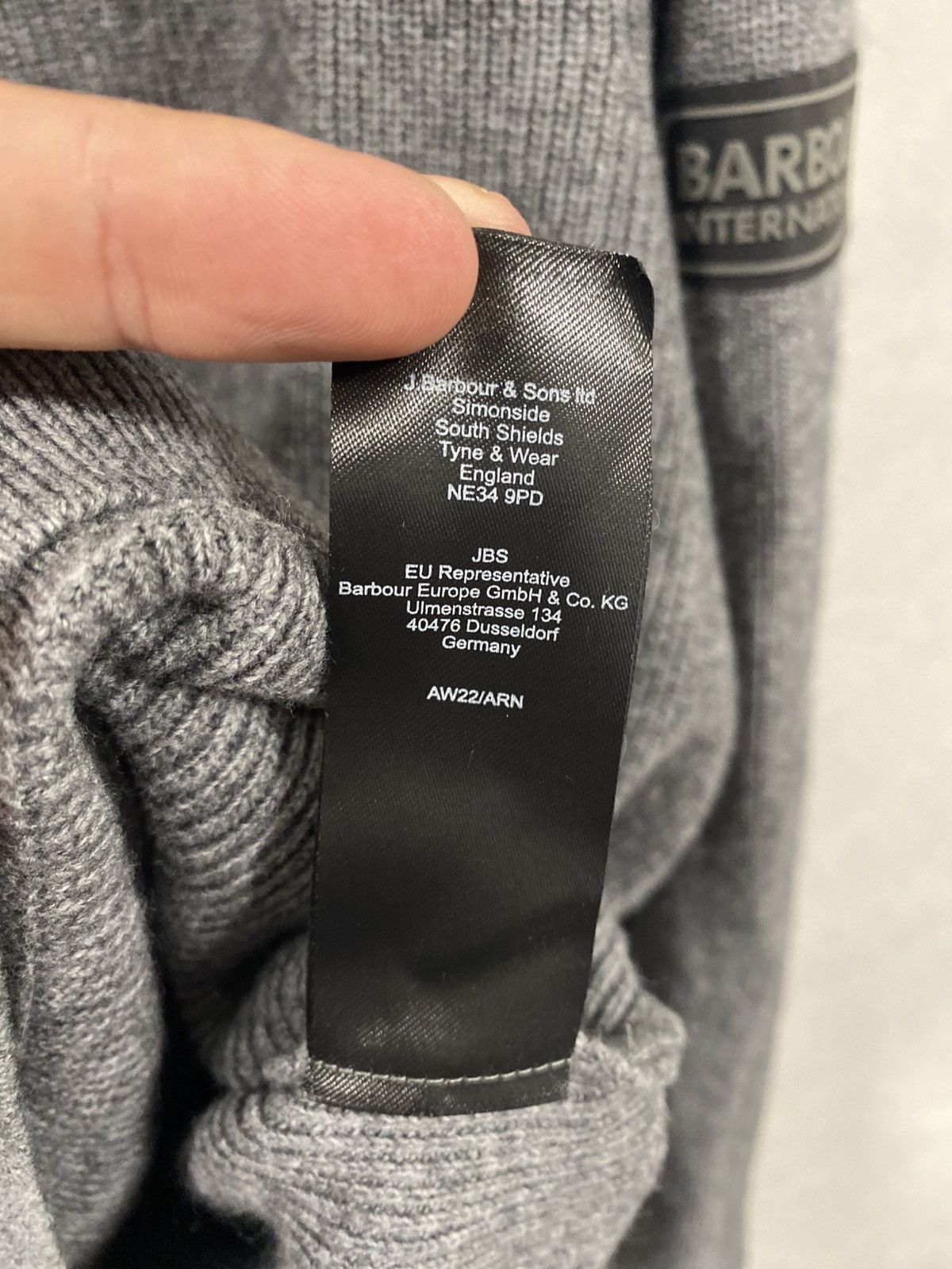 Barbour Barbour International Grey Wool/Cotton Blend Sweater Size: L Size US L / EU 52-54 / 3 - 8 Thumbnail