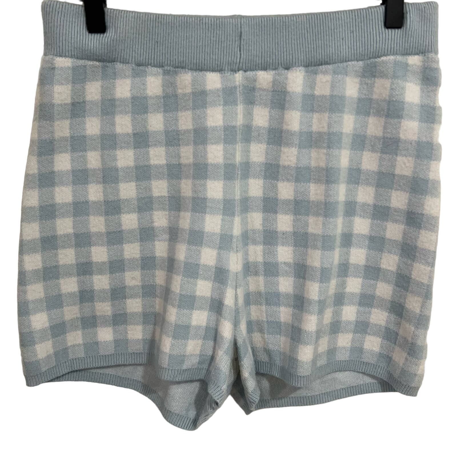 Other Altar’d state Baby Blue Gingham Checker Knit Shorts Large Size 34" / US 12 / IT 48 - 1 Thumbnail